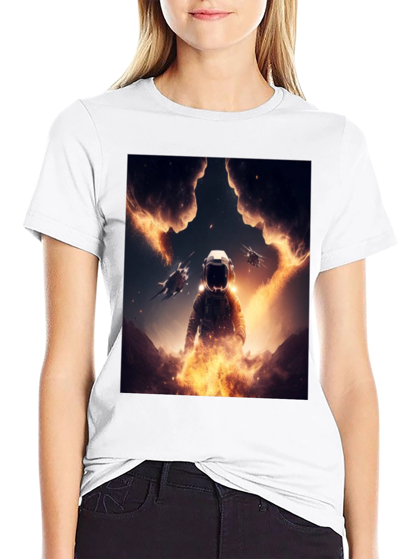Astronaut Space T-Shirt - Black Cotton Blend