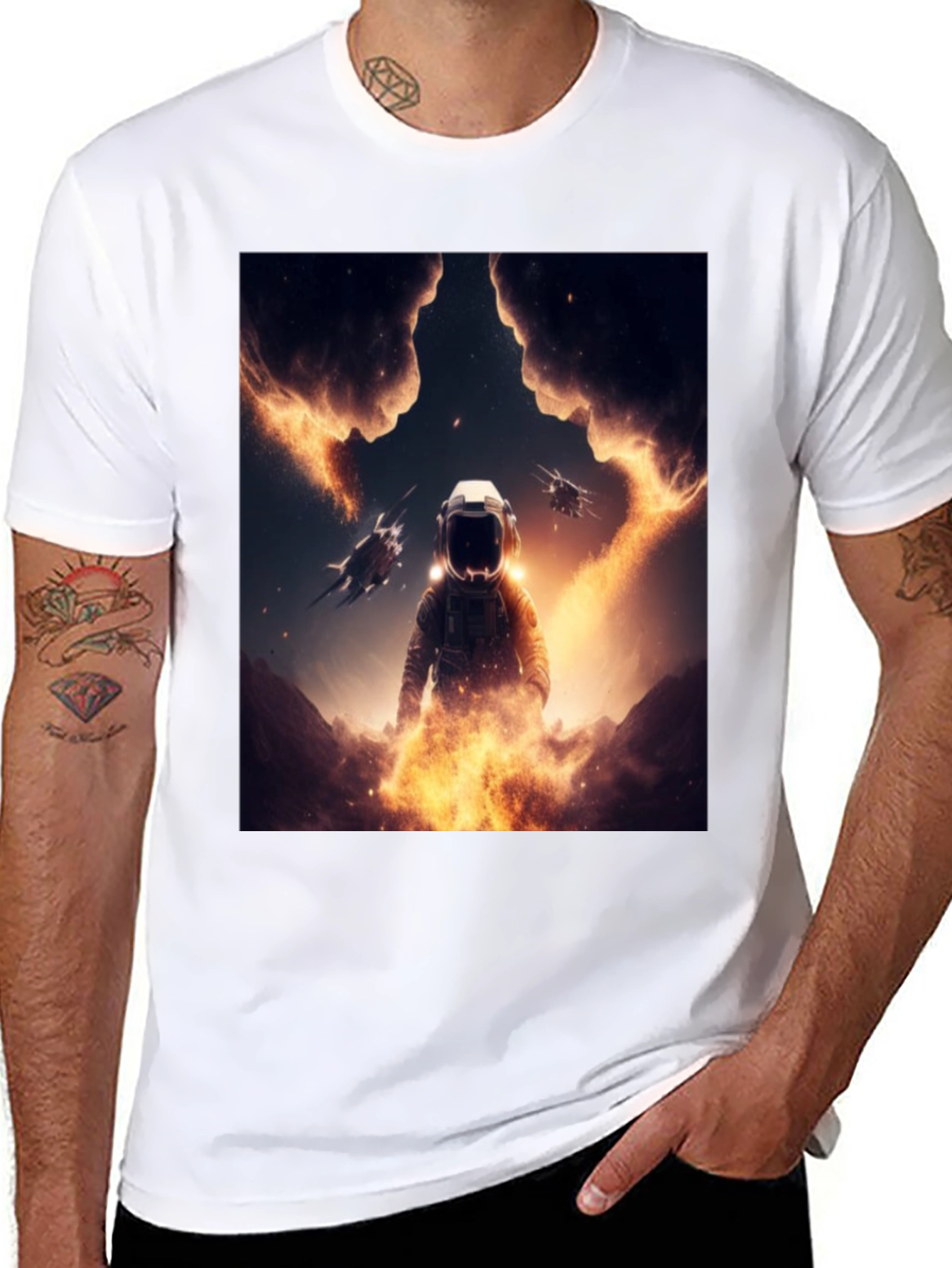 Astronaut Space T-Shirt - Black Cotton Blend