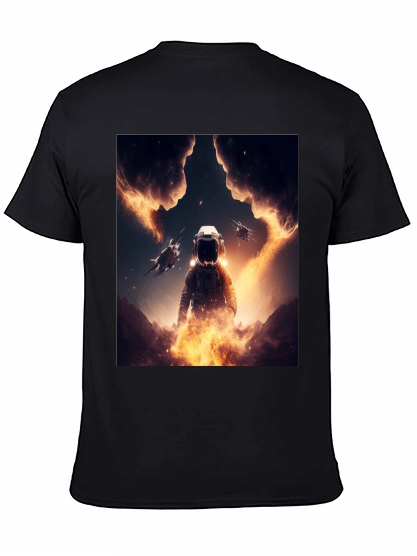 Astronaut Space T-Shirt - Black Cotton Blend