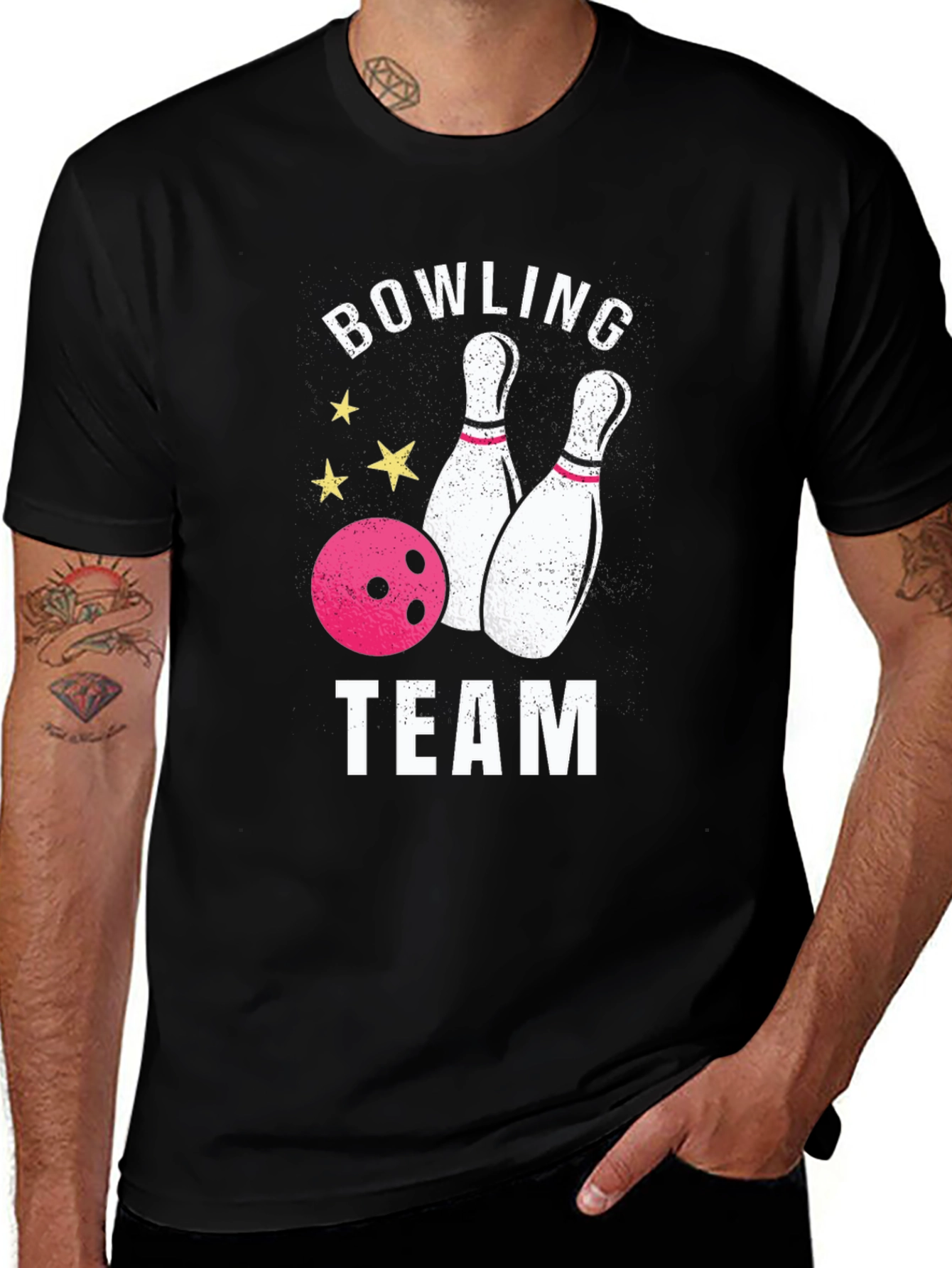 Bowling Team Graphic T-Shirt - Black
