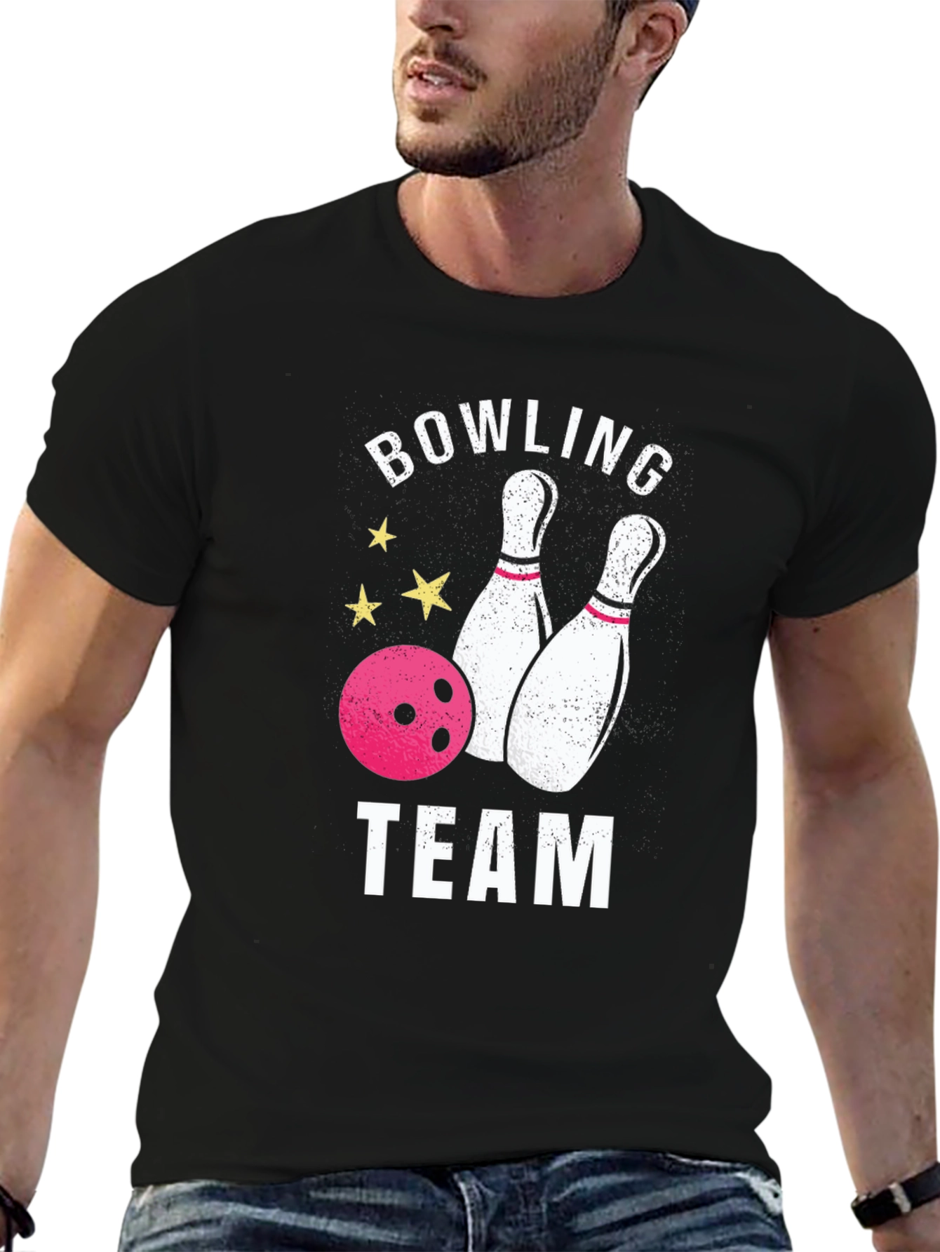 Bowling Team Graphic T-Shirt - Black