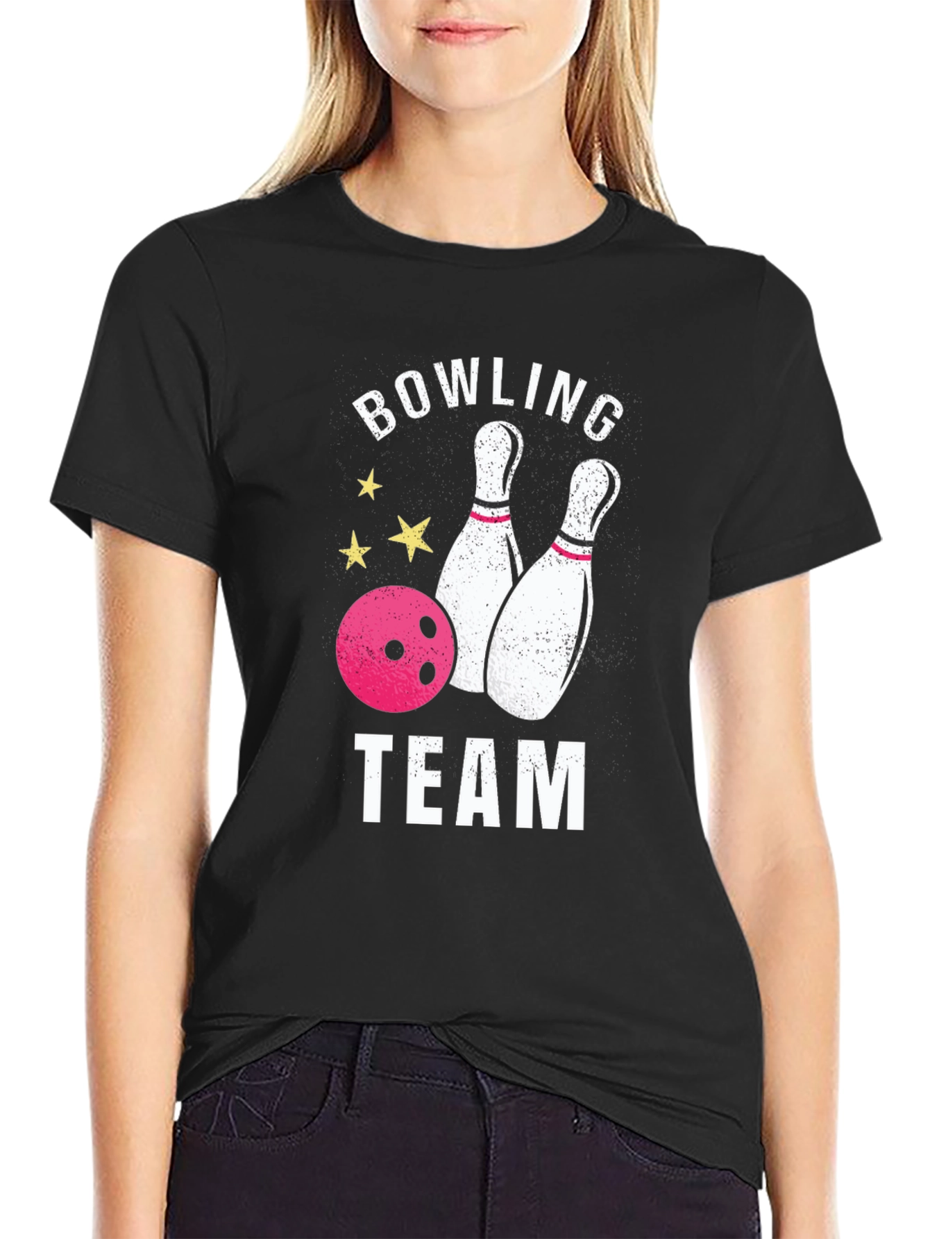 Bowling Team Graphic T-Shirt - Black