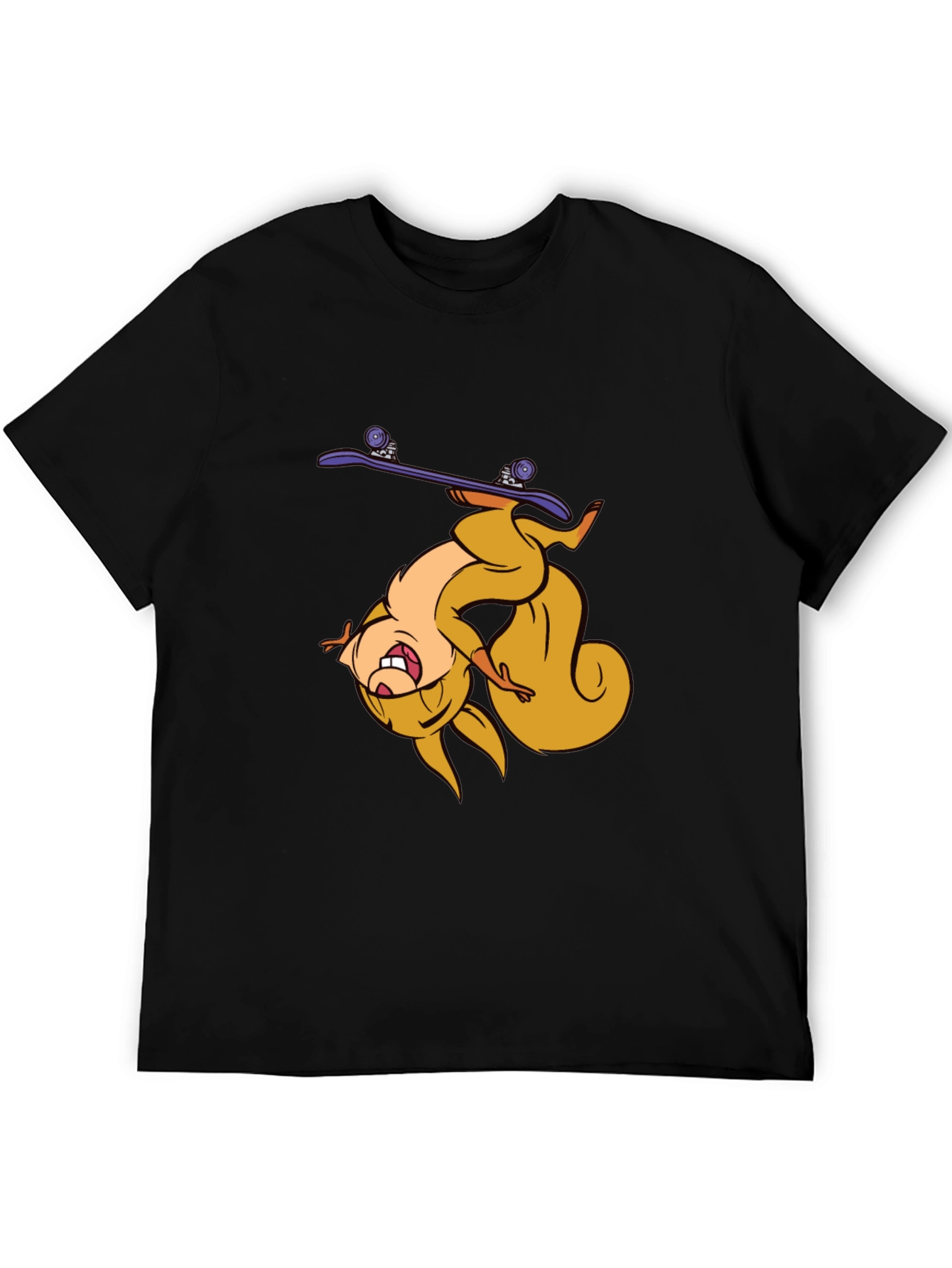 Skateboarding Squirrel T-Shirt - Black Graphic Tee