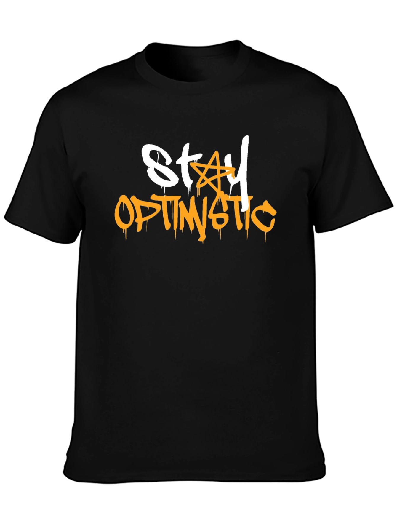 Stay Optimistic Graphic Print Black T-Shirt