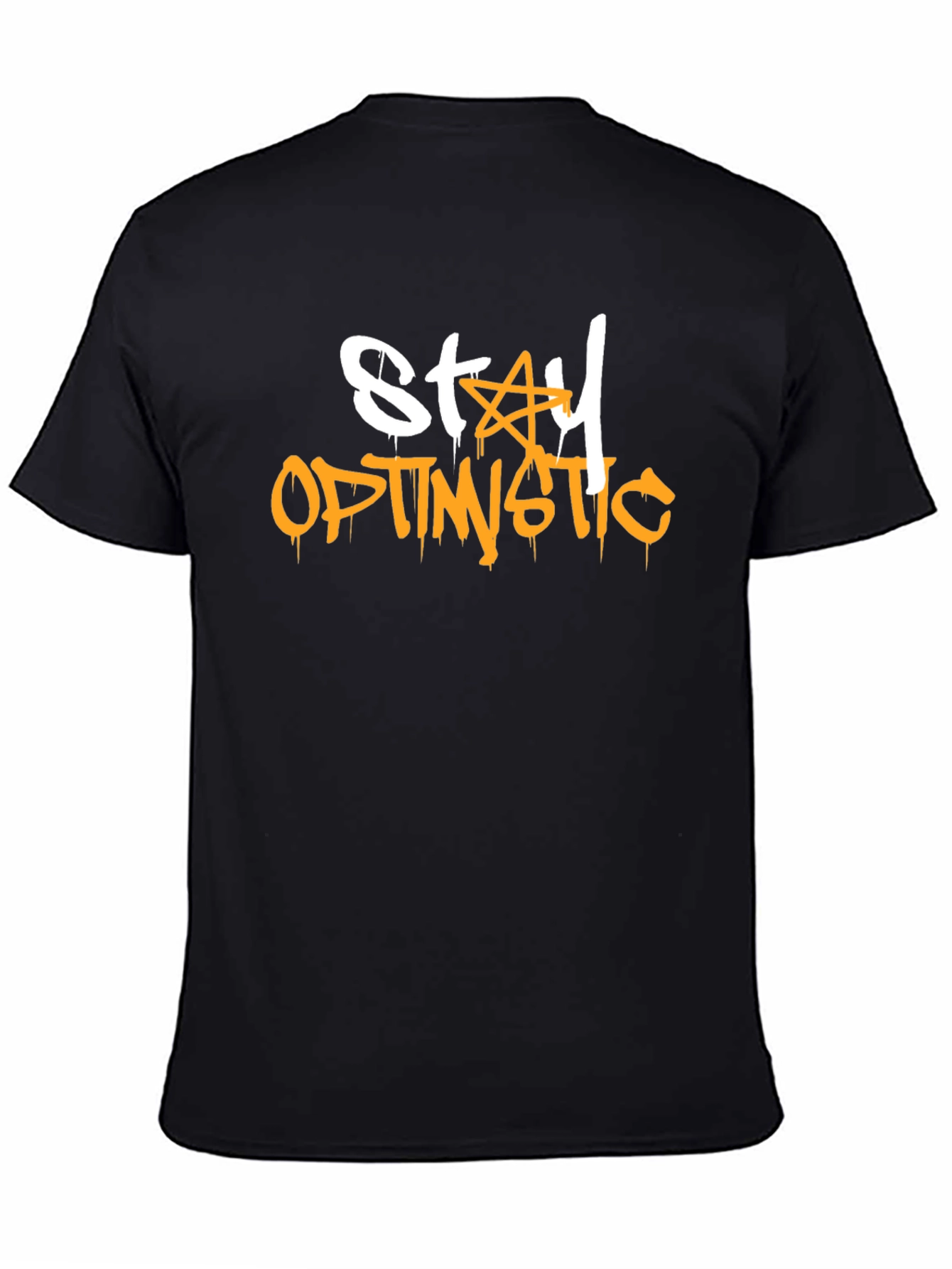 Stay Optimistic Graphic Print Black T-Shirt