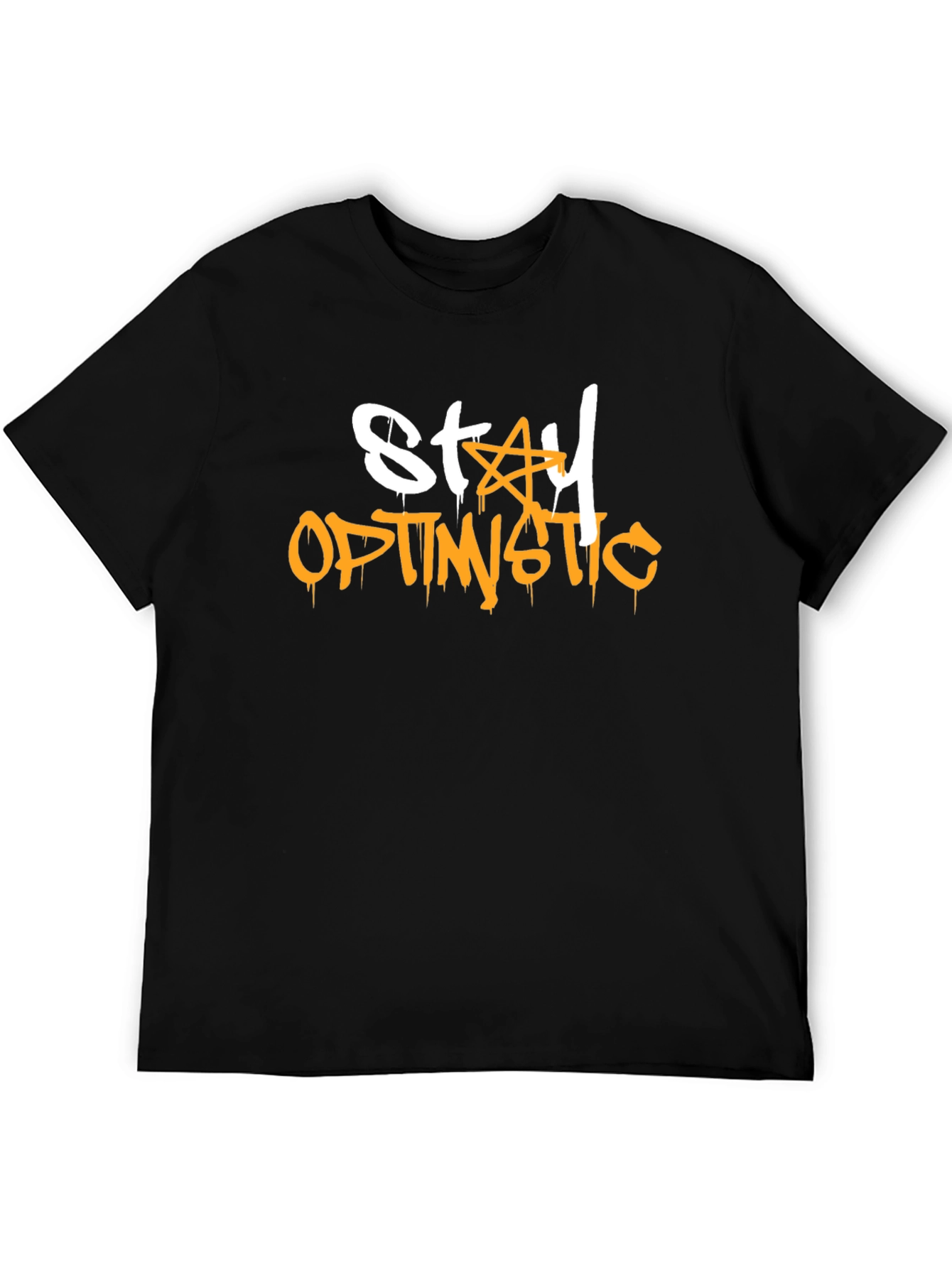 Stay Optimistic Graphic Print Black T-Shirt