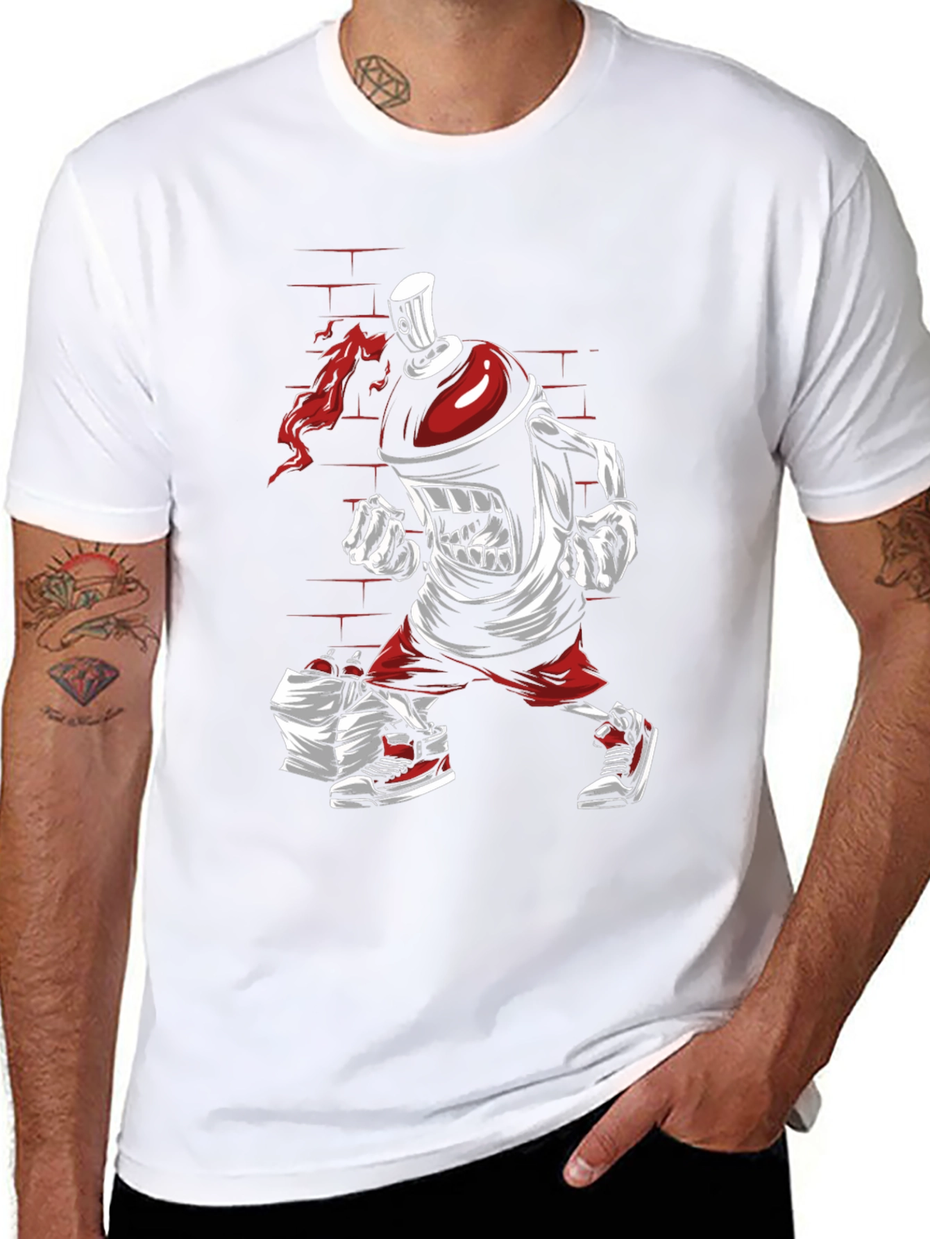 Graffiti Spray Can Cartoon Graphic T-Shirt