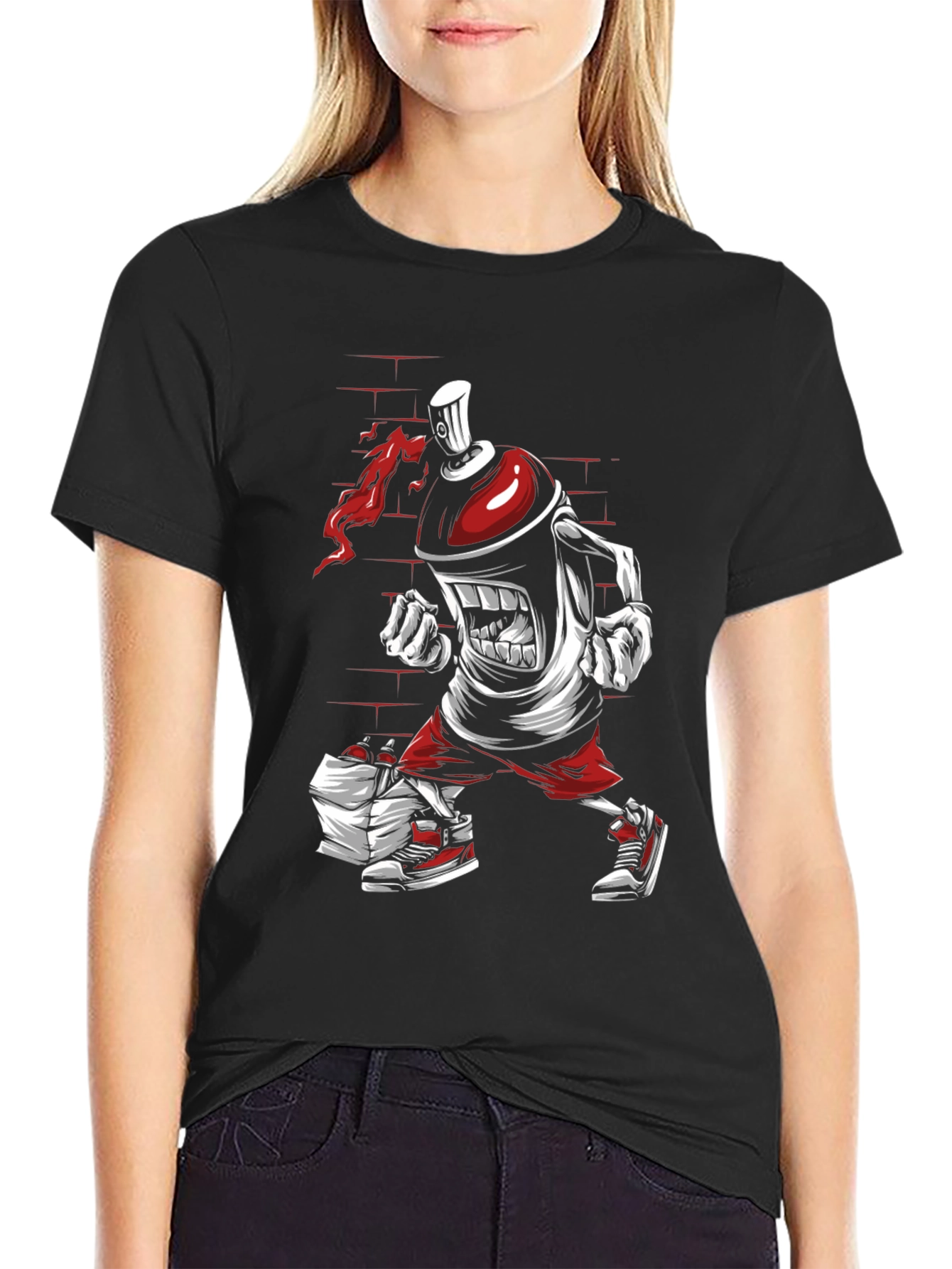 Graffiti Spray Can Cartoon Graphic T-Shirt