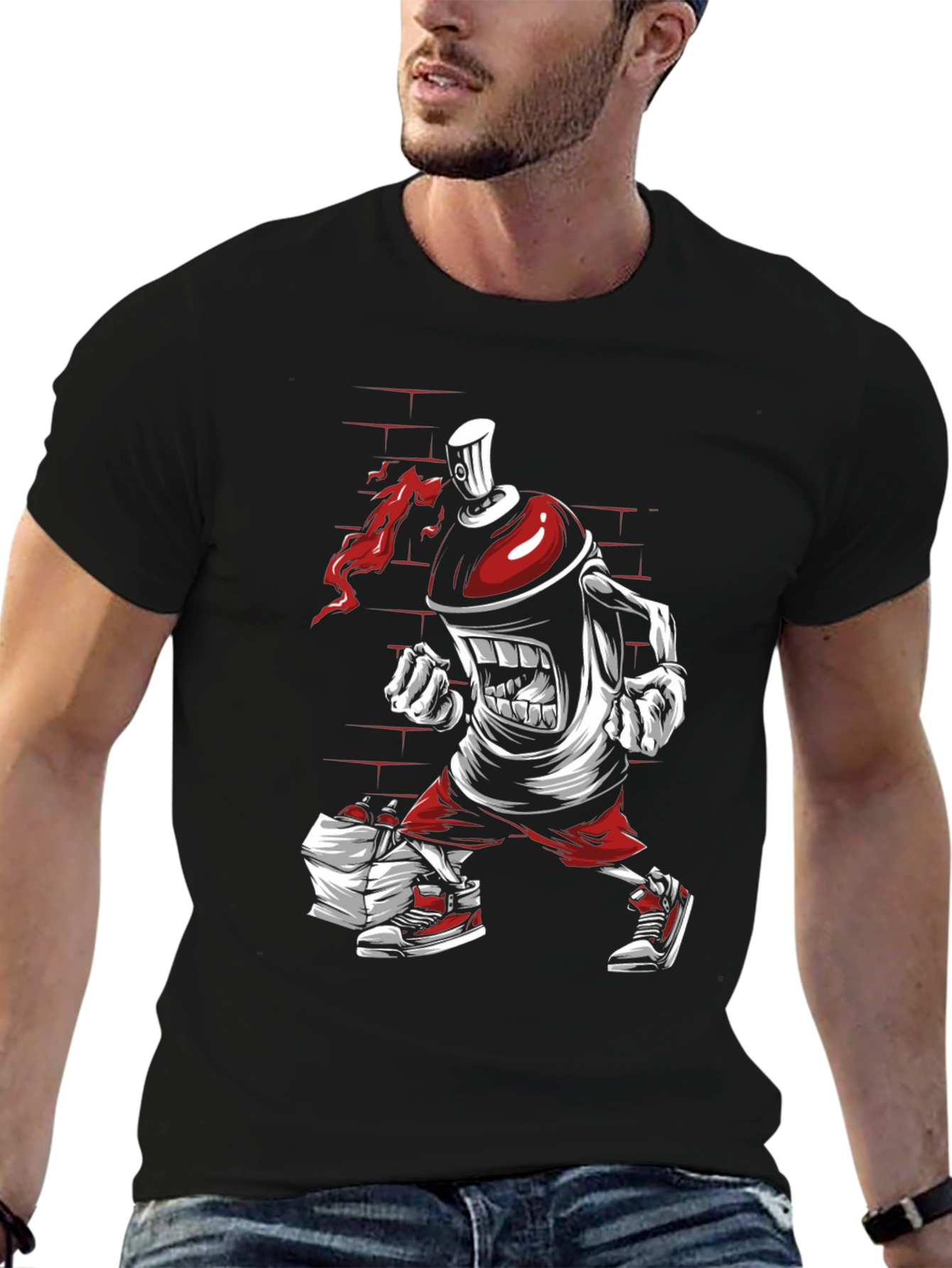 Graffiti Spray Can Cartoon Graphic T-Shirt
