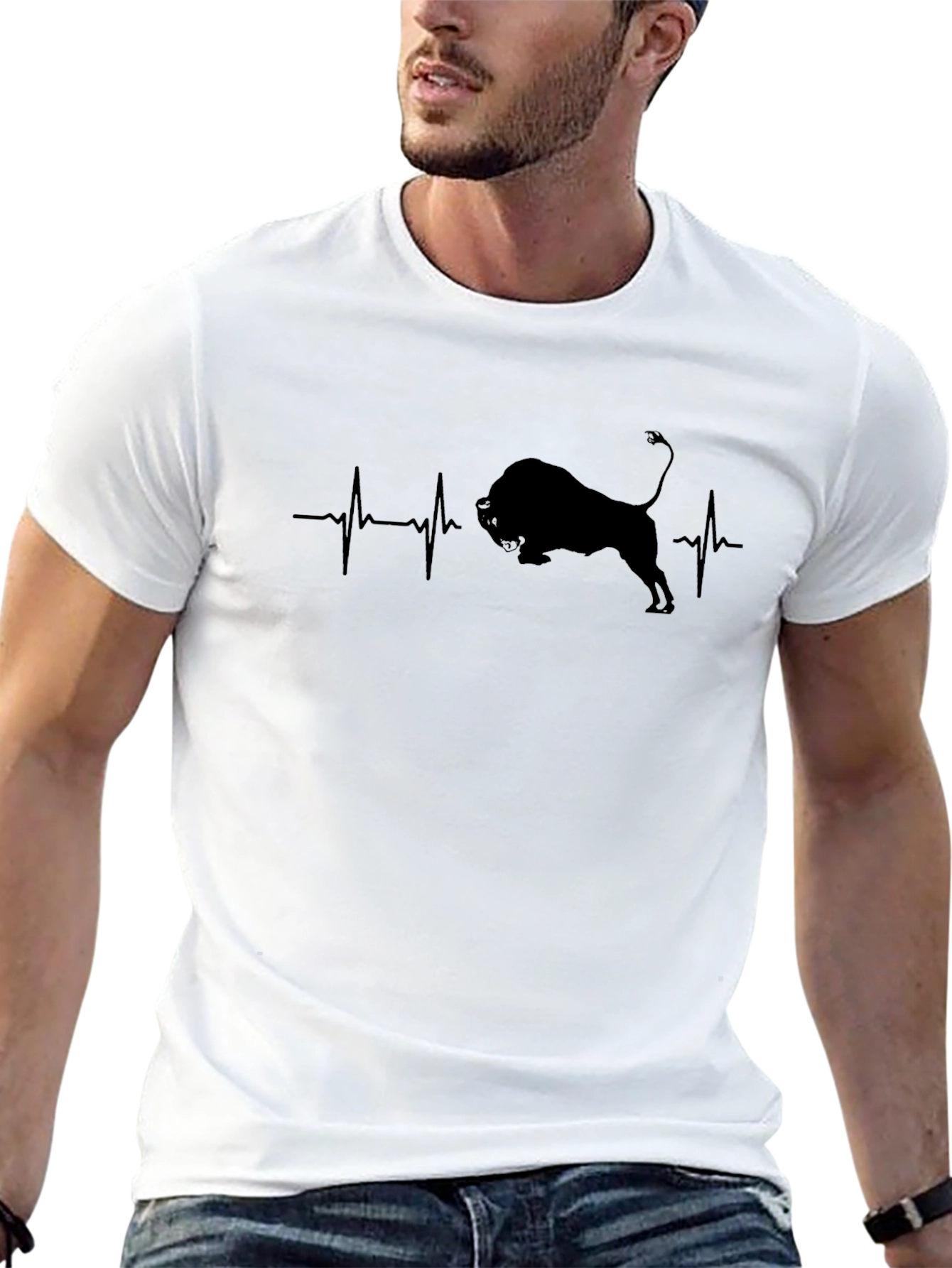 Bison Heartbeat Black Graphic Tee