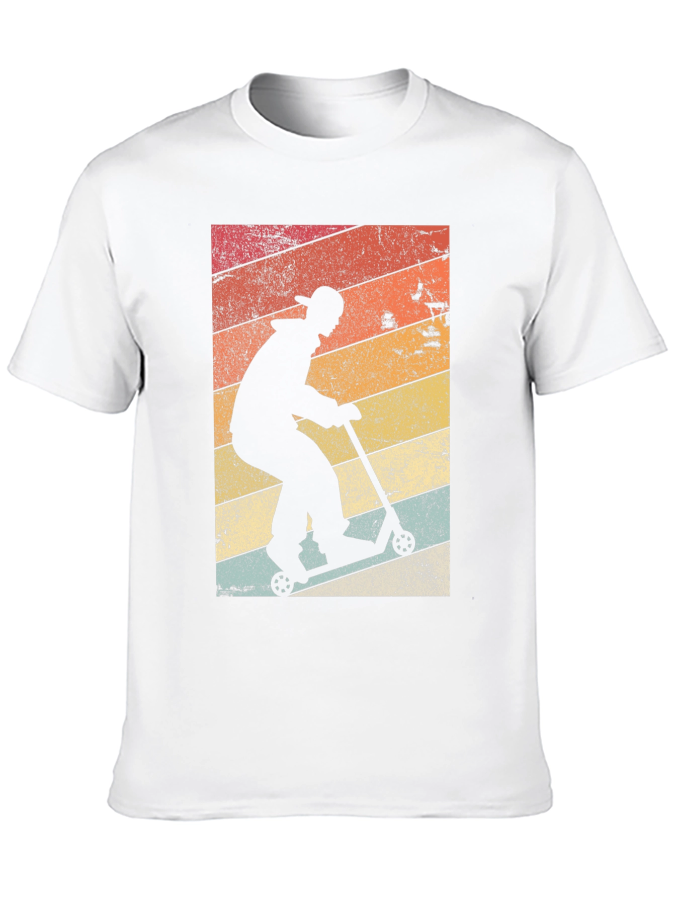 Retro Scooter Rider Graphic Tee - Black Cotton Blend