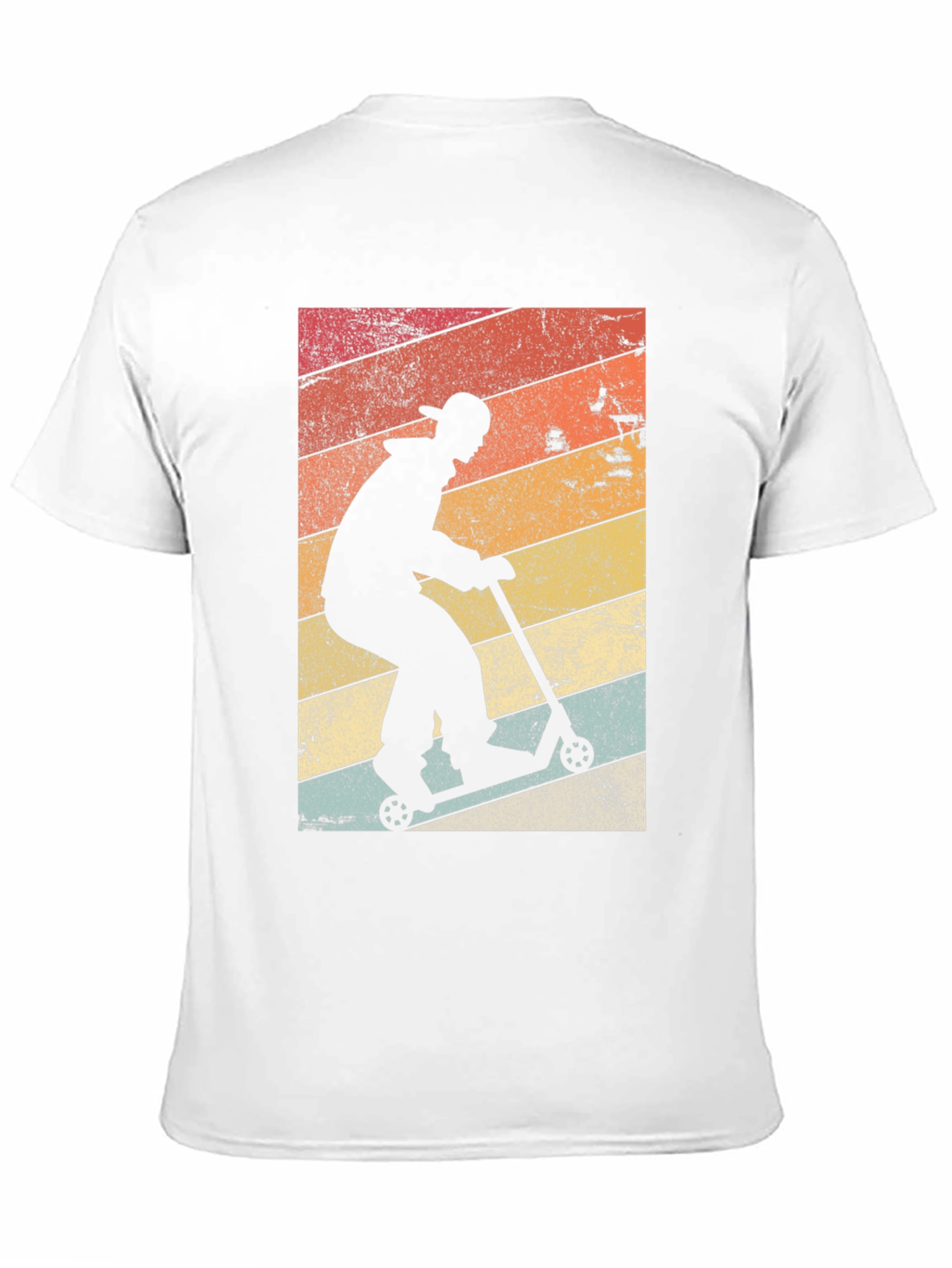 Retro Scooter Rider Graphic Tee - Black Cotton Blend