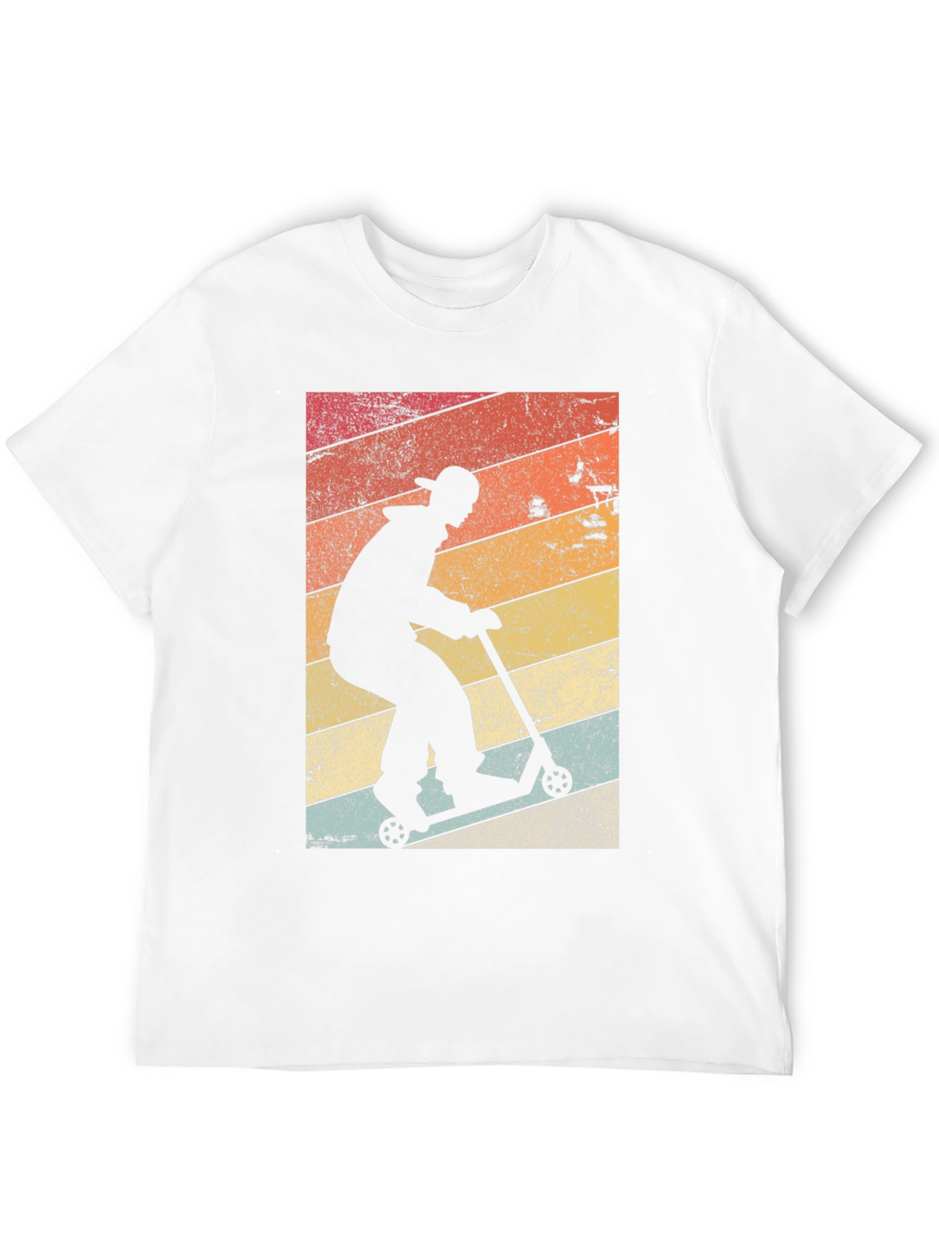 Retro Scooter Rider Graphic Tee - Black Cotton Blend