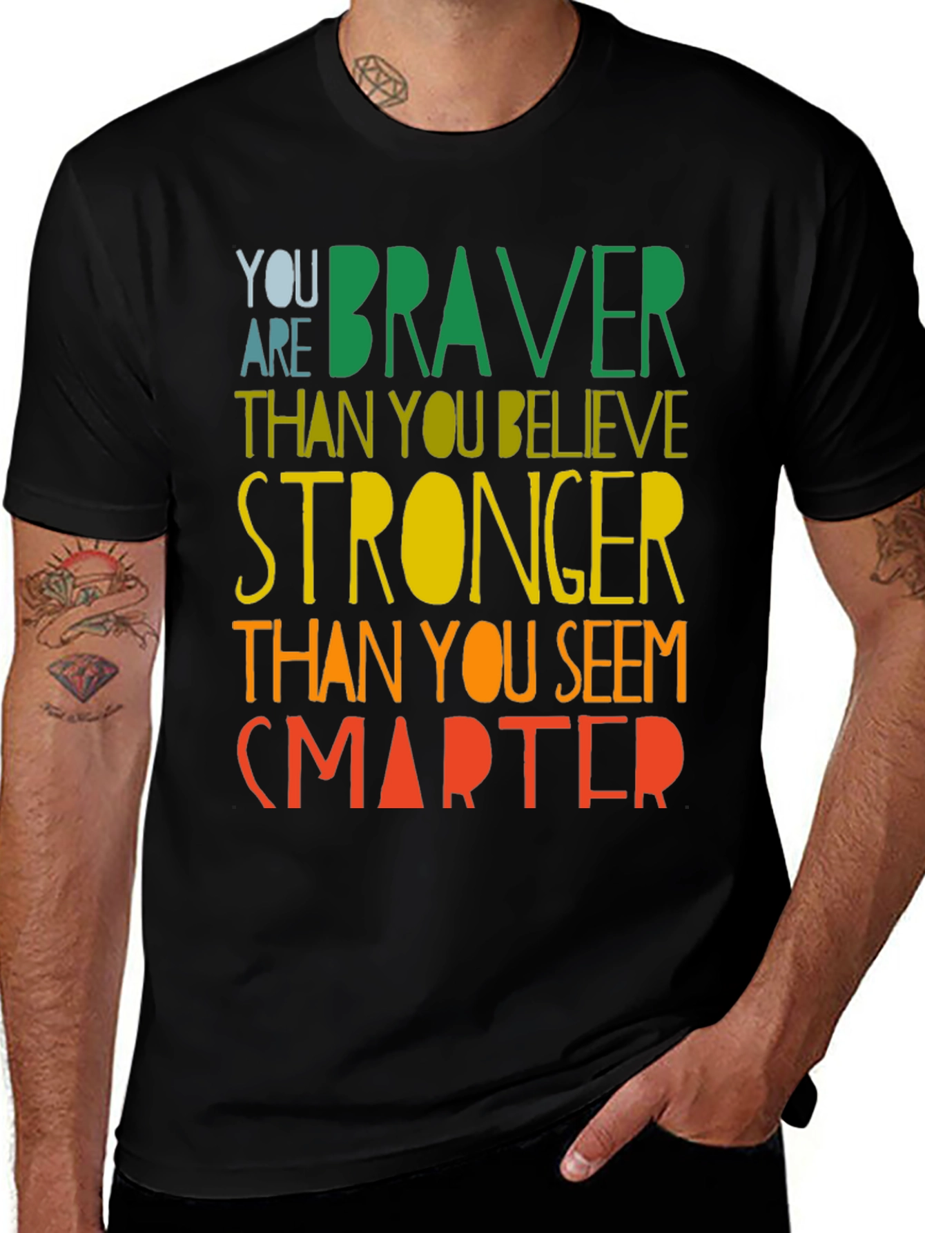 Inspirational Braver Stronger Smarter Graphic T-Shirt