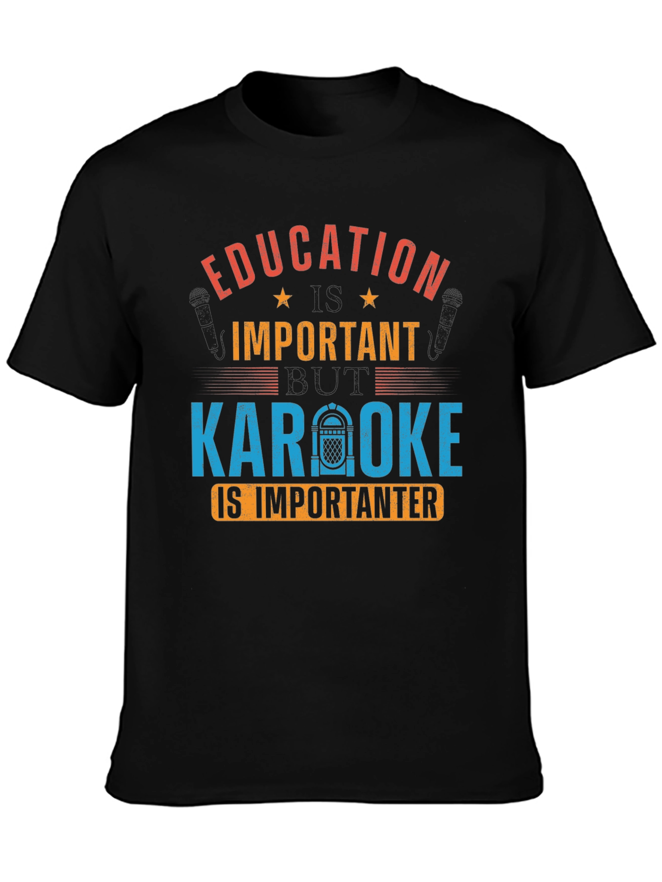 Education Important Karaoke Importanter Black T-Shirt