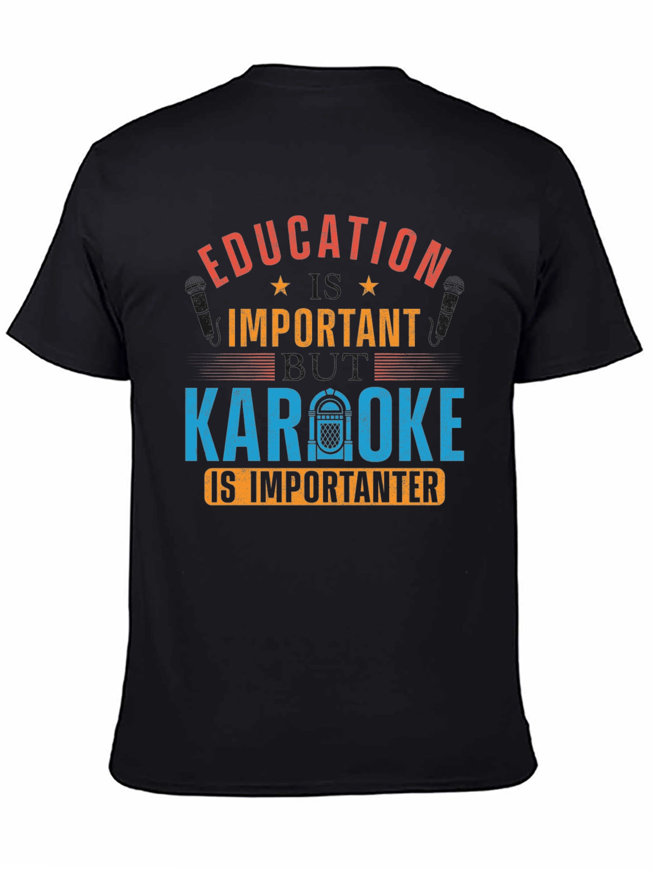 Education Important Karaoke Importanter Black T-Shirt