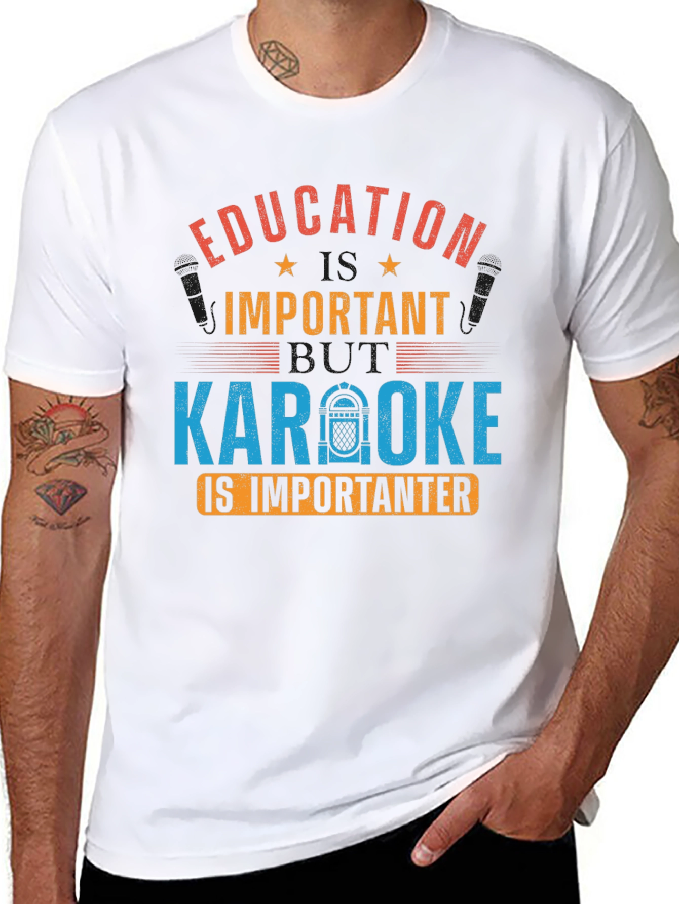 Education Important Karaoke Importanter Black T-Shirt