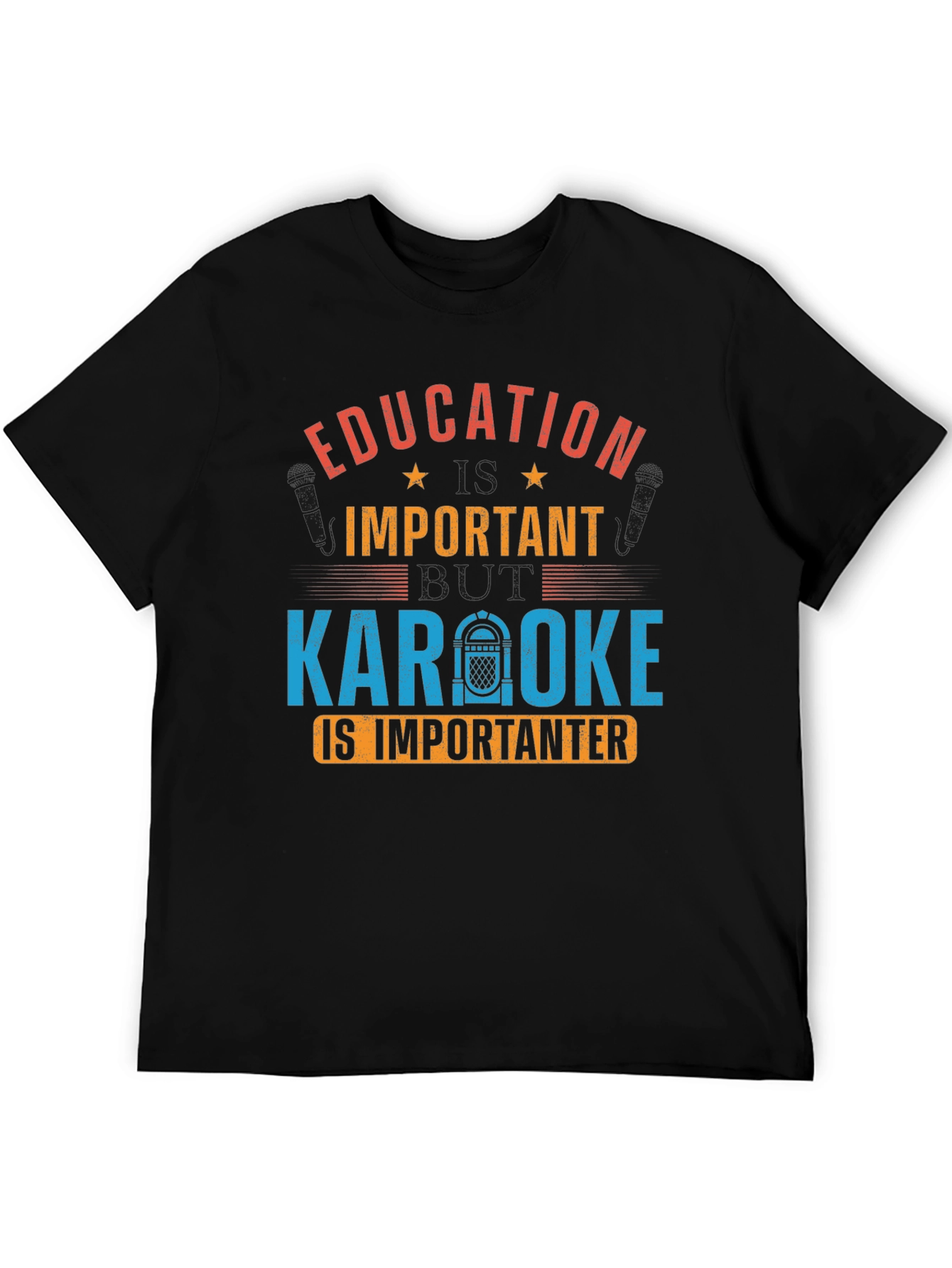 Education Important Karaoke Importanter Black T-Shirt