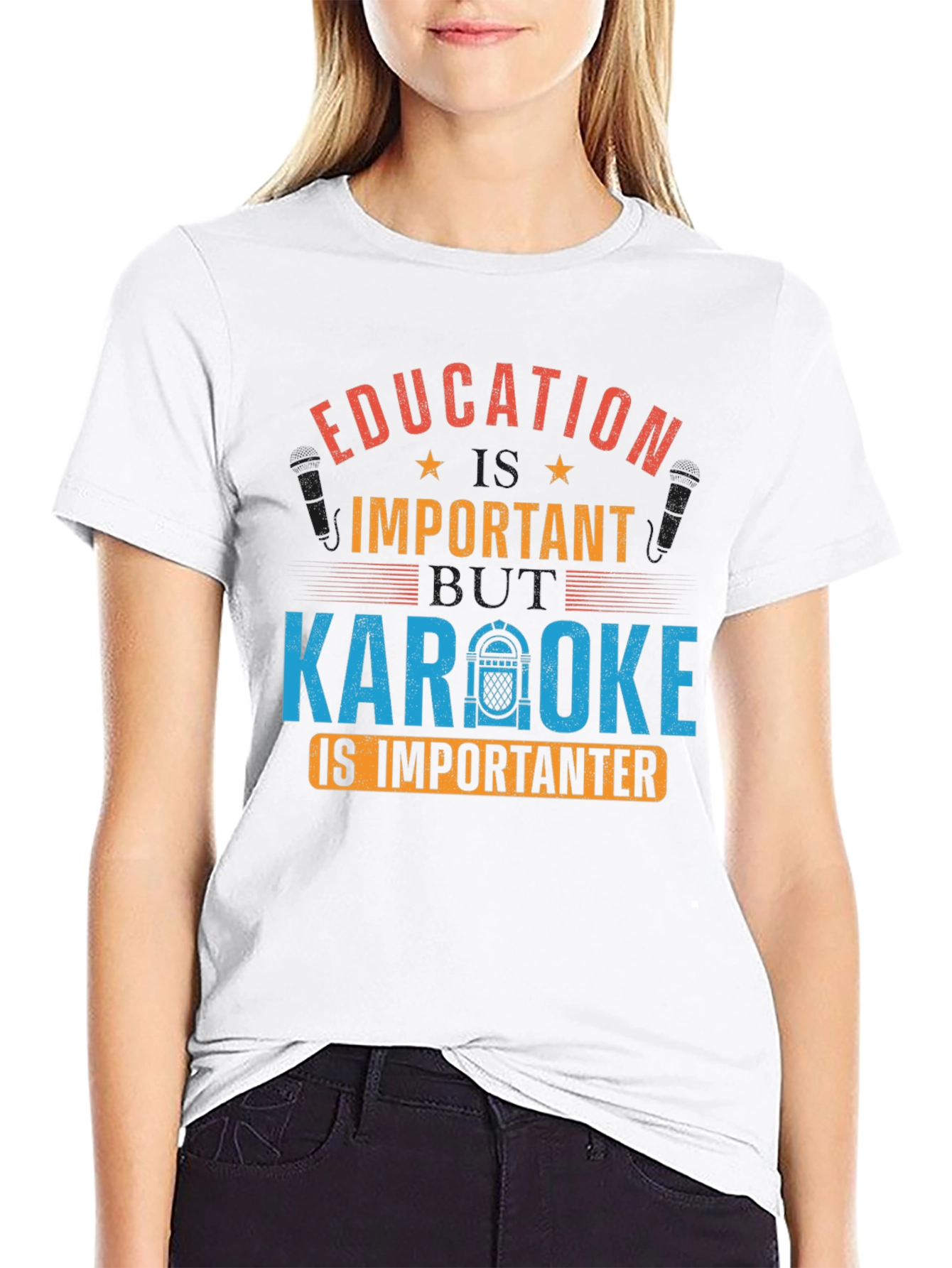 Education Important Karaoke Importanter Black T-Shirt