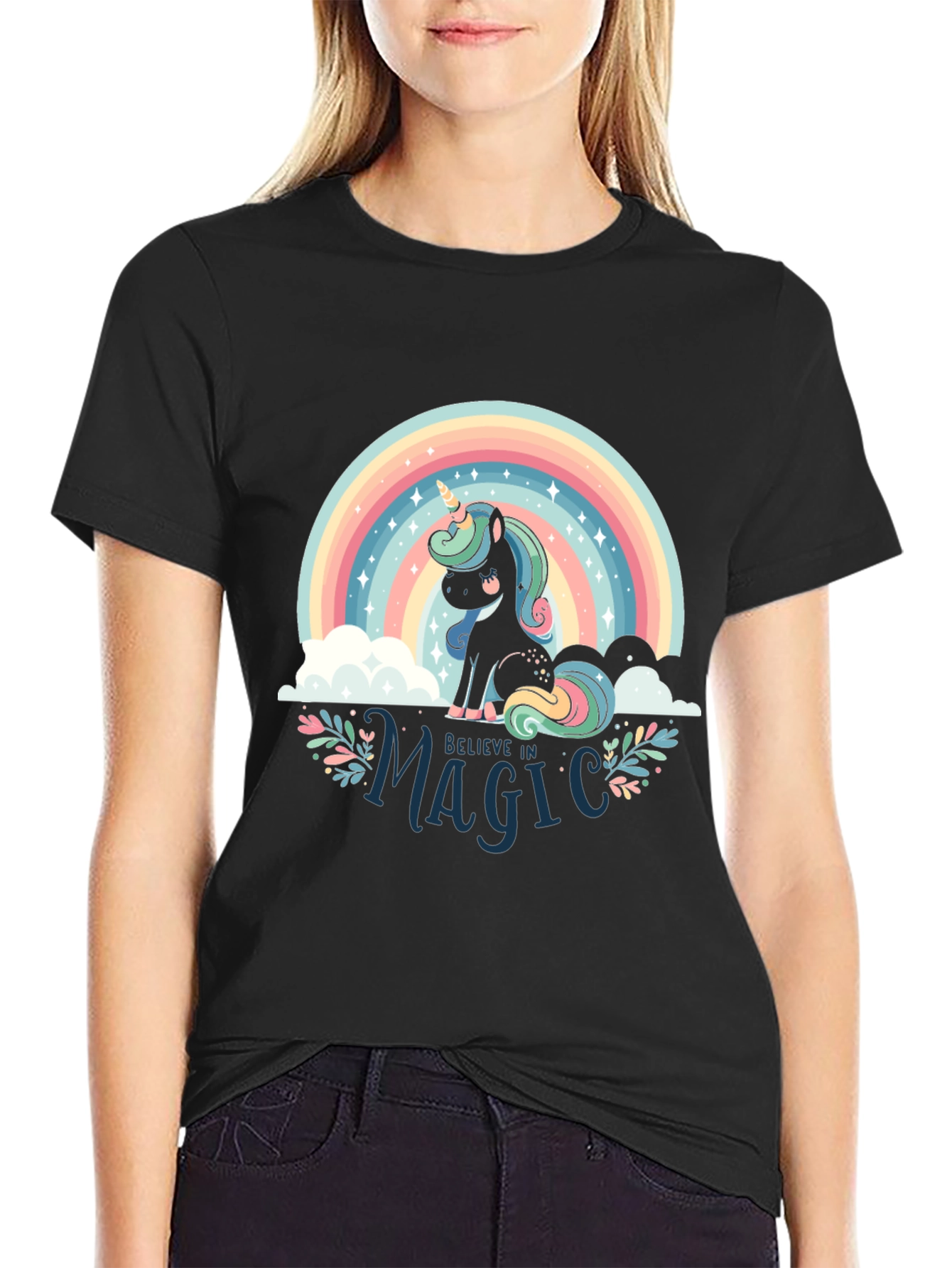 Believe in Magic Unicorn Rainbow T-Shirt