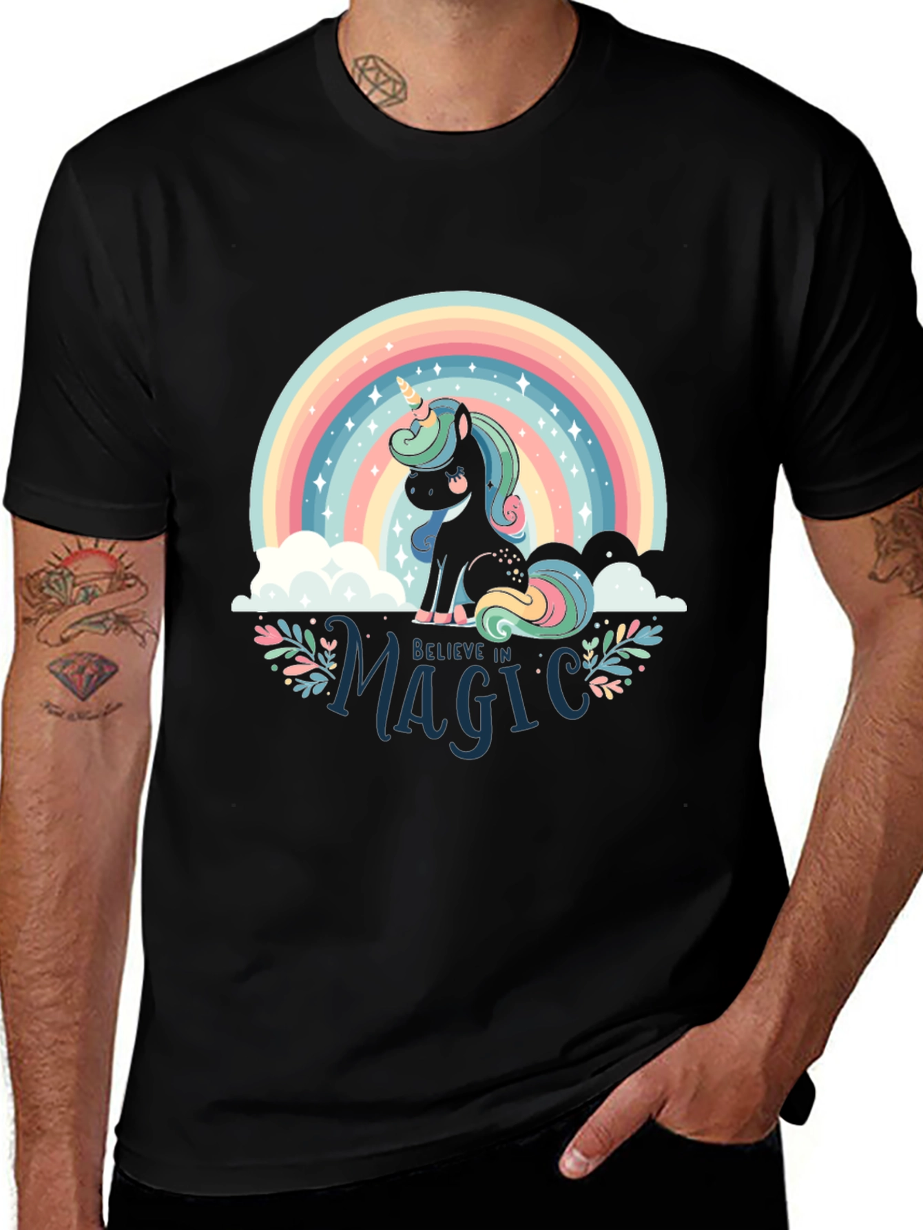 Believe in Magic Unicorn Rainbow T-Shirt