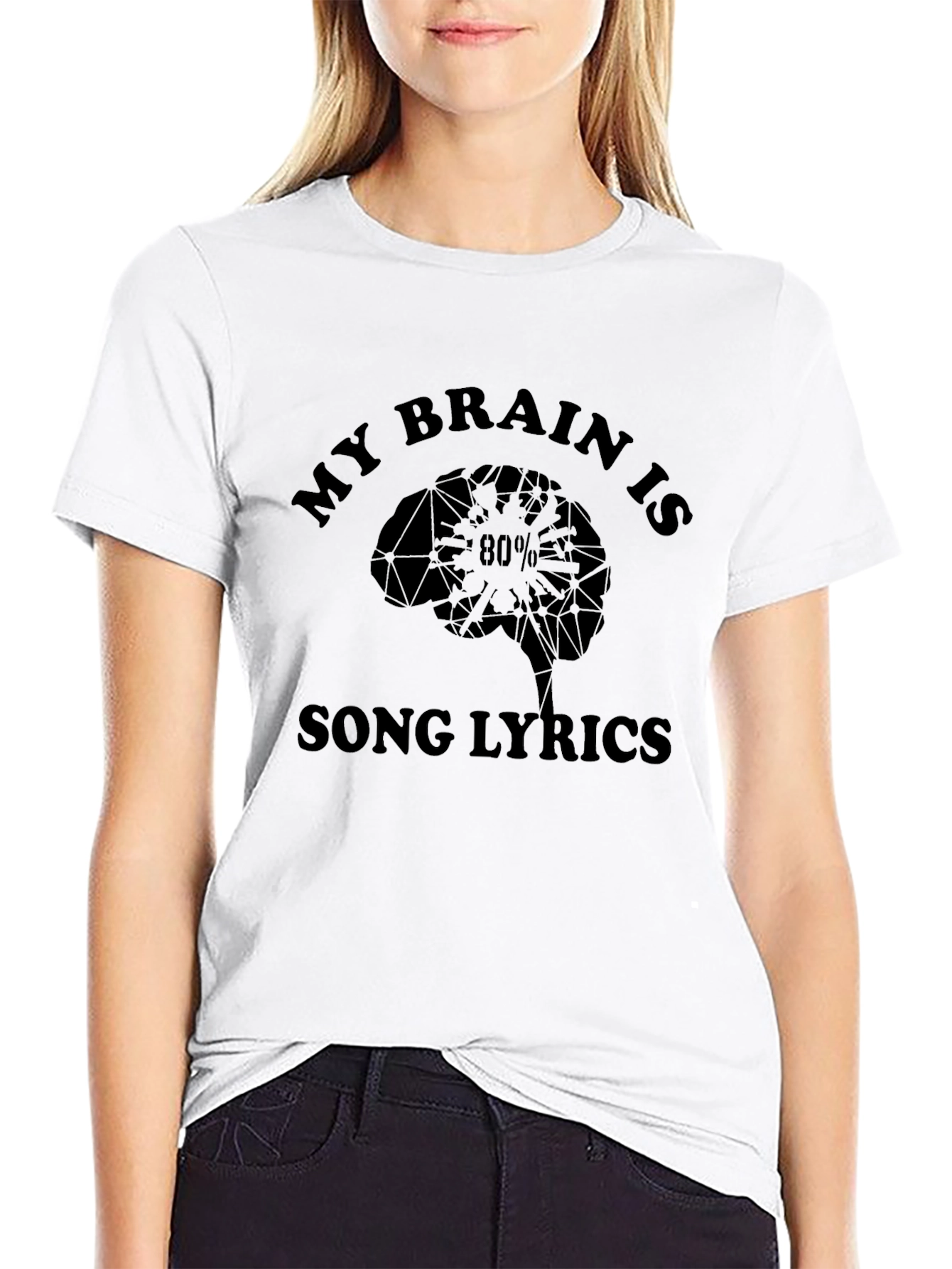 My Brain is 80% Song Lyrics T-Shirt - Black