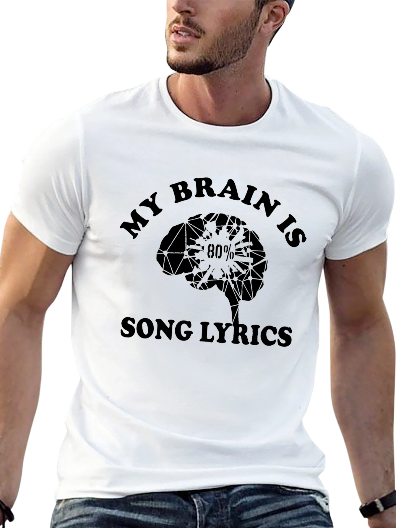 My Brain is 80% Song Lyrics T-Shirt - Black