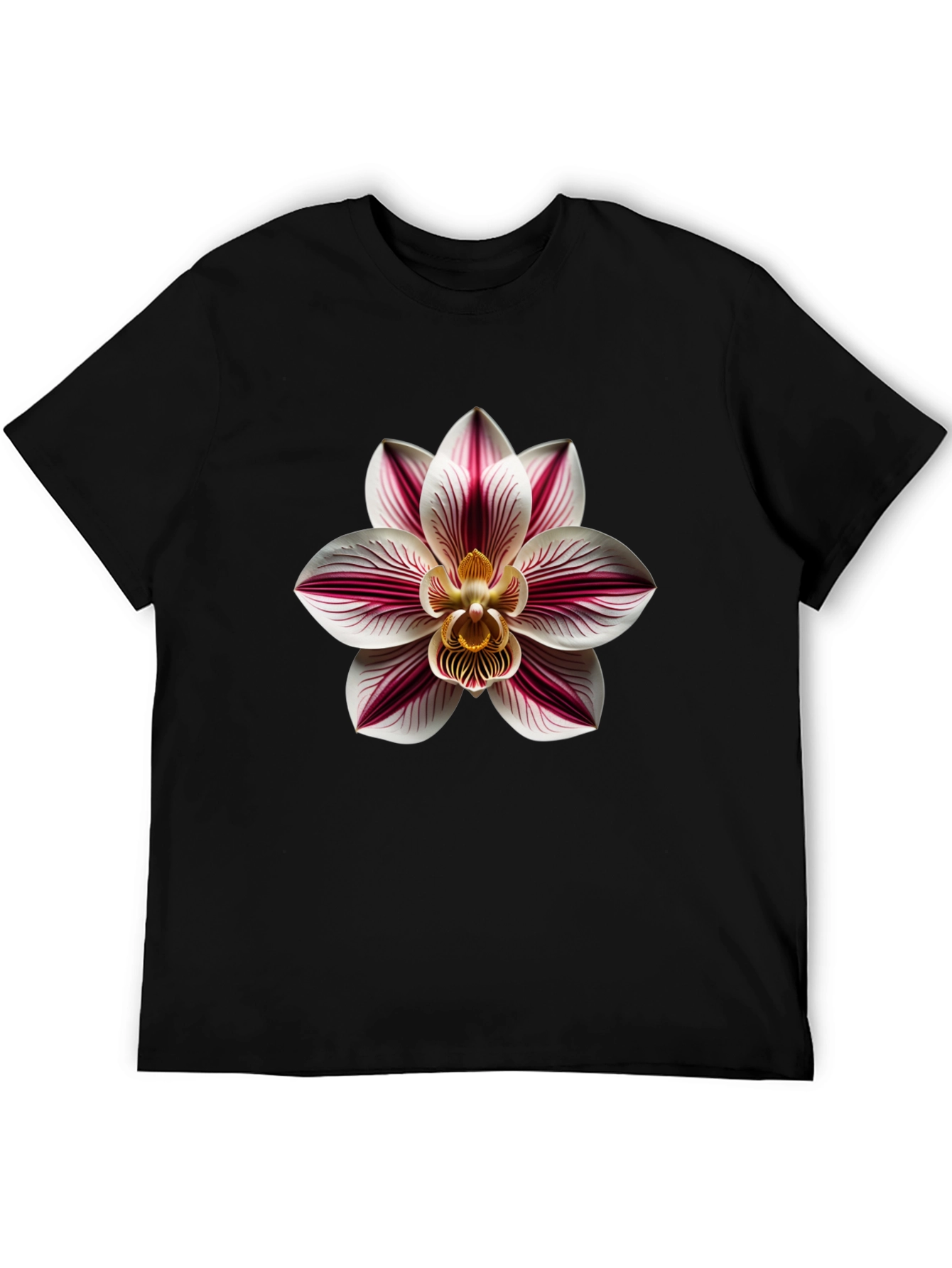 Orchid Flower Graphic Print Tee - Black