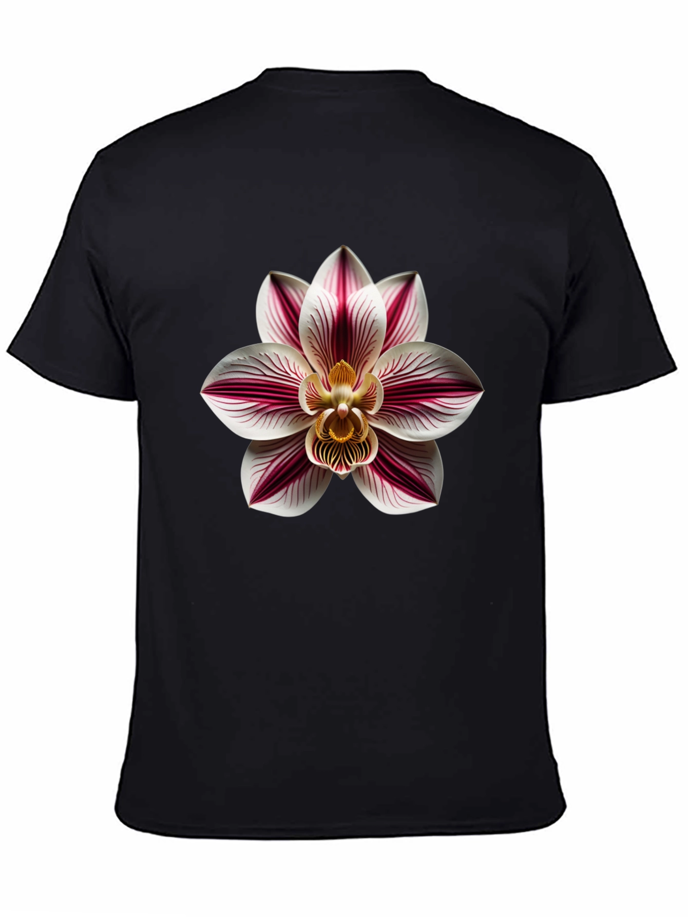 Orchid Flower Graphic Print Tee - Black
