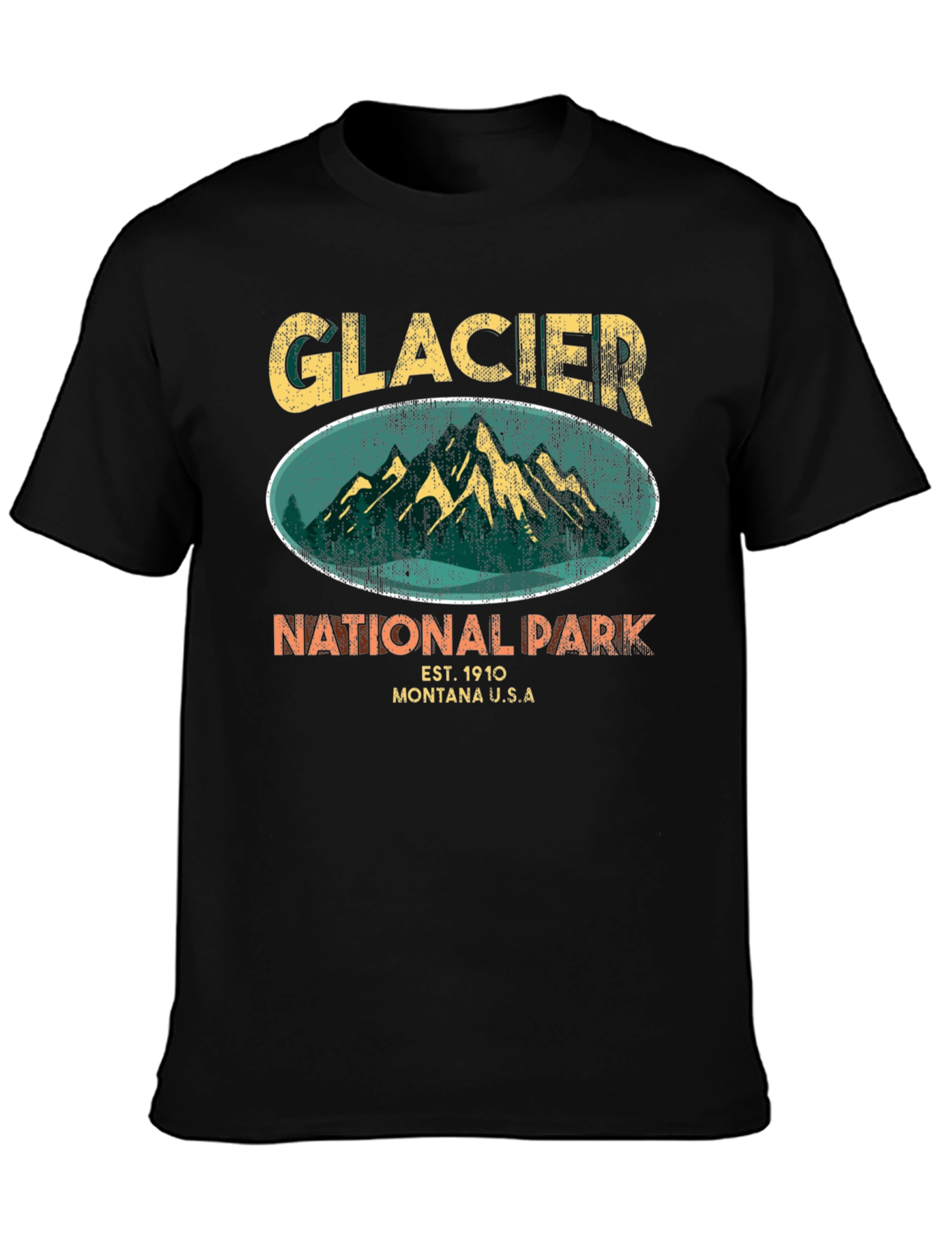 Glacier National Park Black T-Shirt