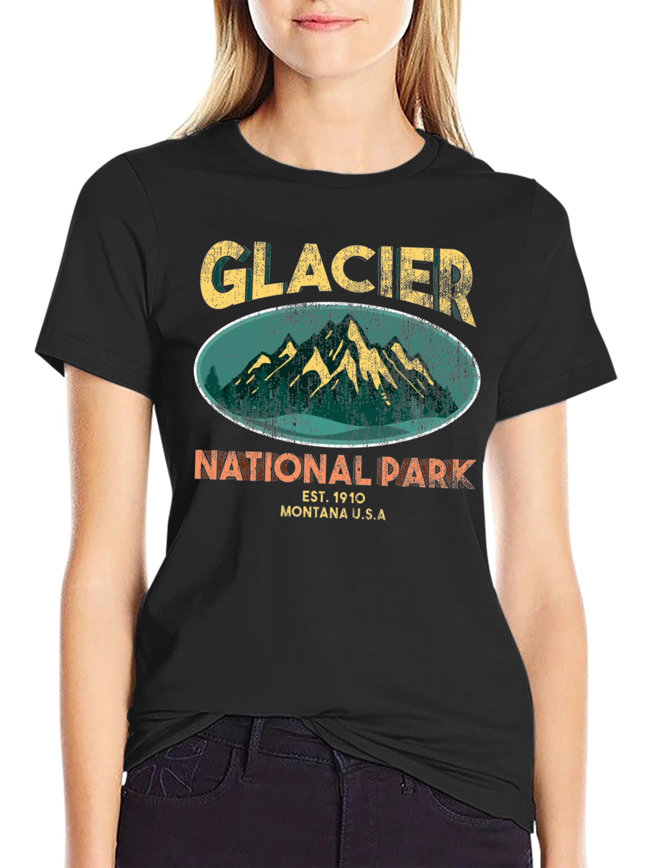 Glacier National Park Black T-Shirt