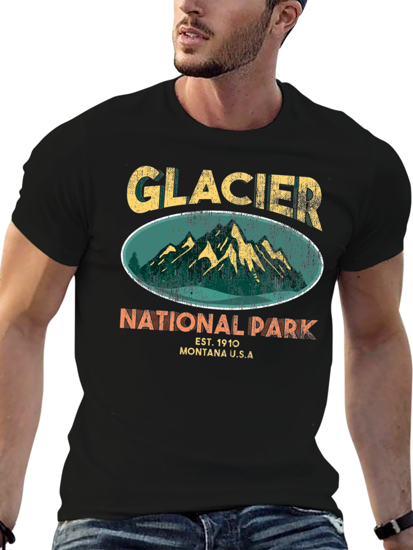 Glacier National Park Black T-Shirt