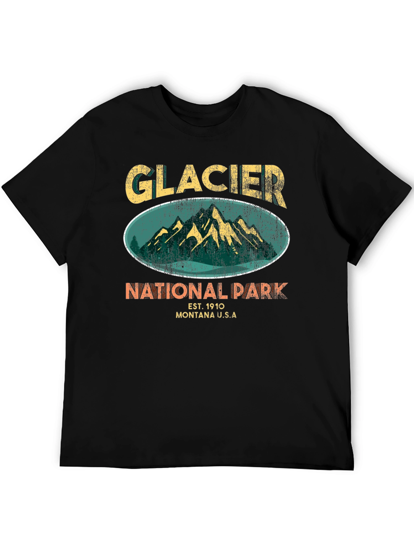Glacier National Park Black T-Shirt