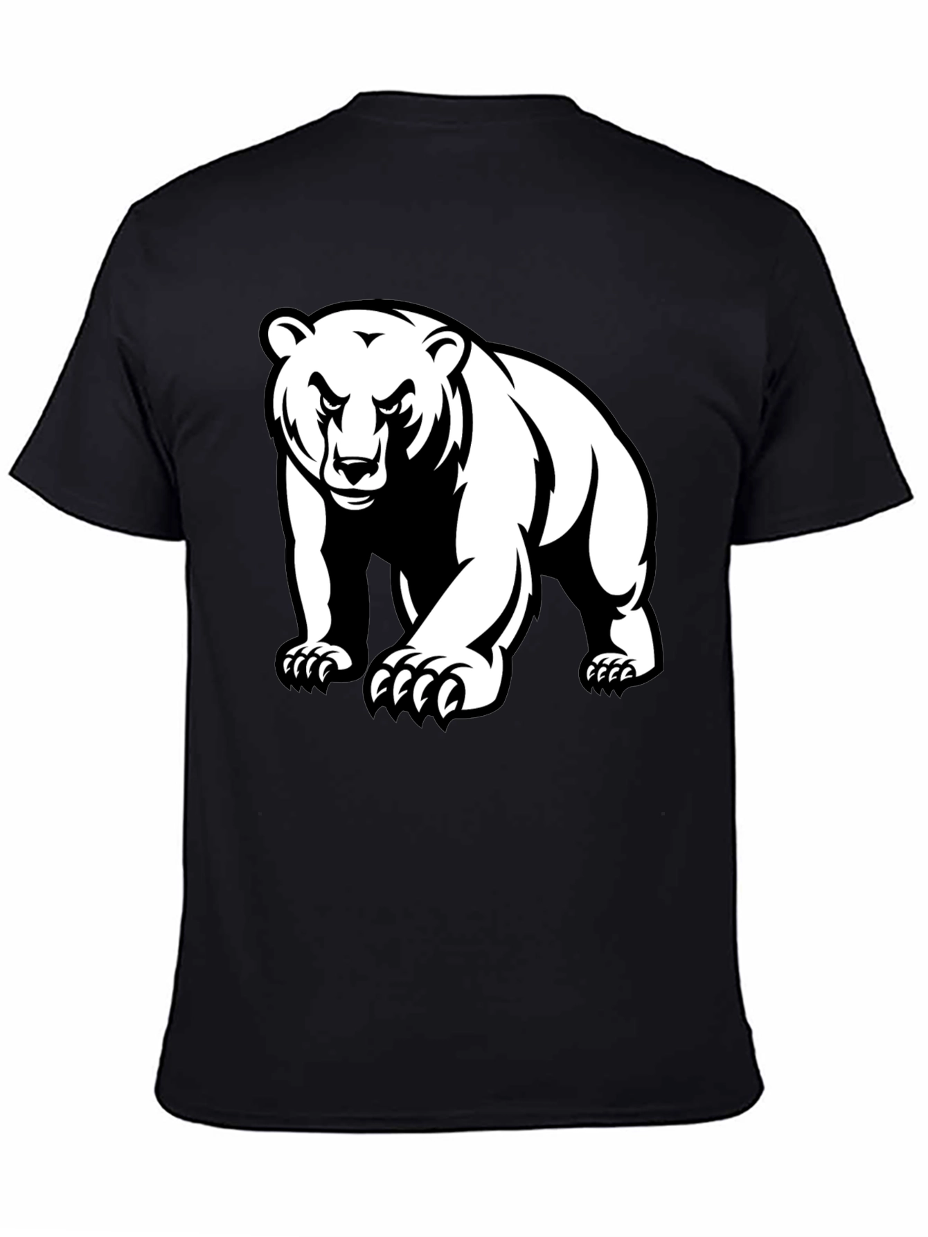 Bear Graphic Tee - Black Crew Neck T-Shirt