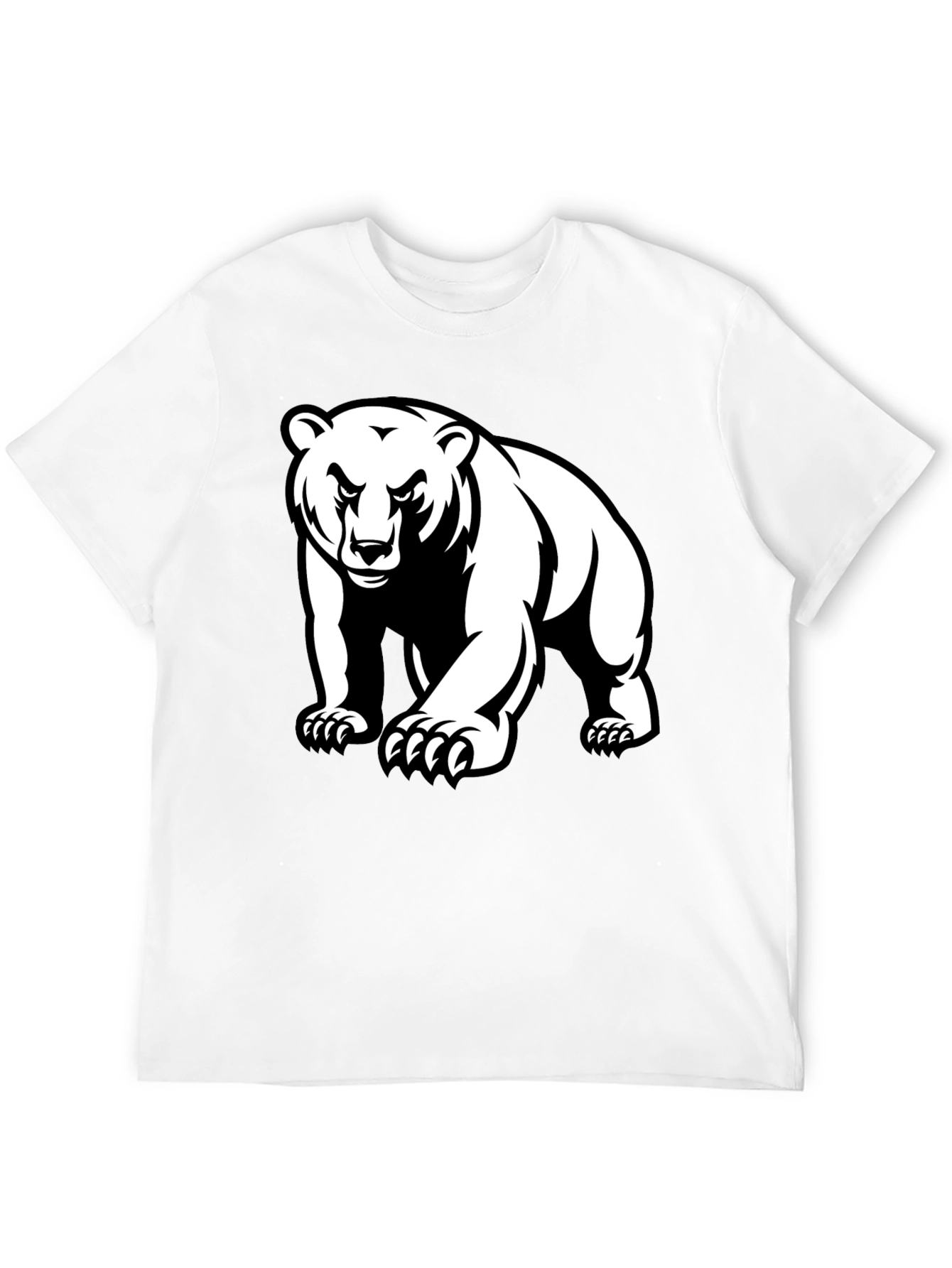 Bear Graphic Tee - Black Crew Neck T-Shirt