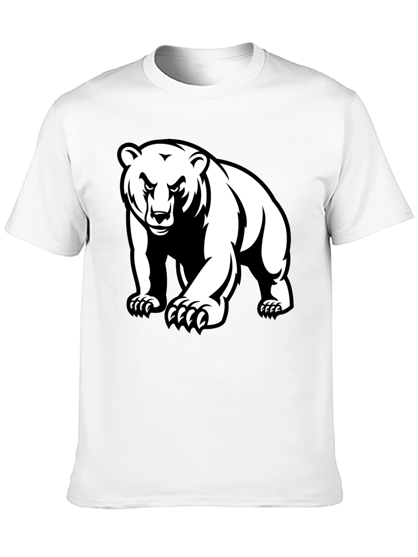 Bear Graphic Tee - Black Crew Neck T-Shirt