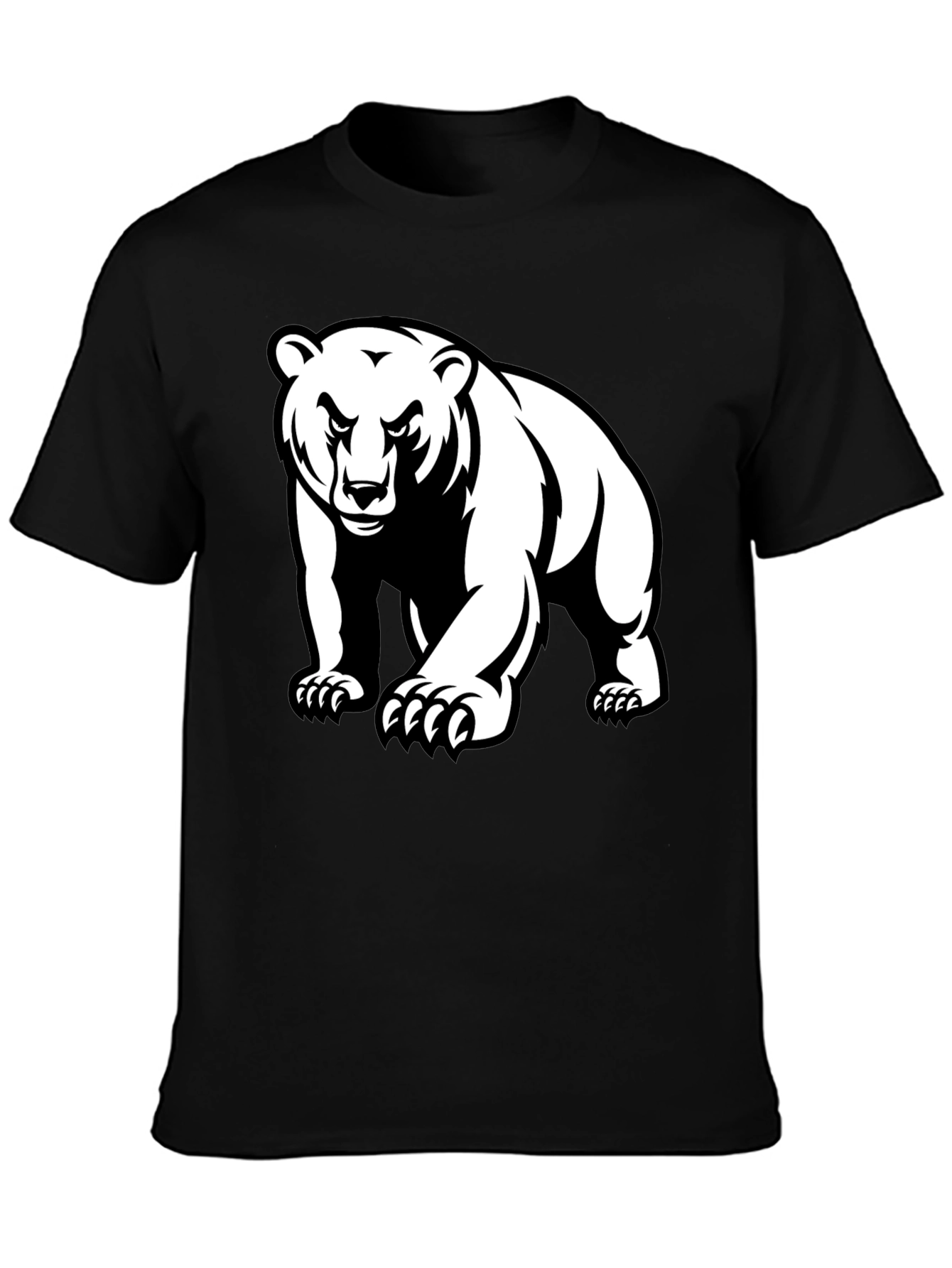 Bear Graphic Tee - Black Crew Neck T-Shirt