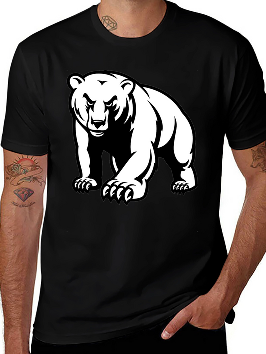 Bear Graphic Tee - Black Crew Neck T-Shirt