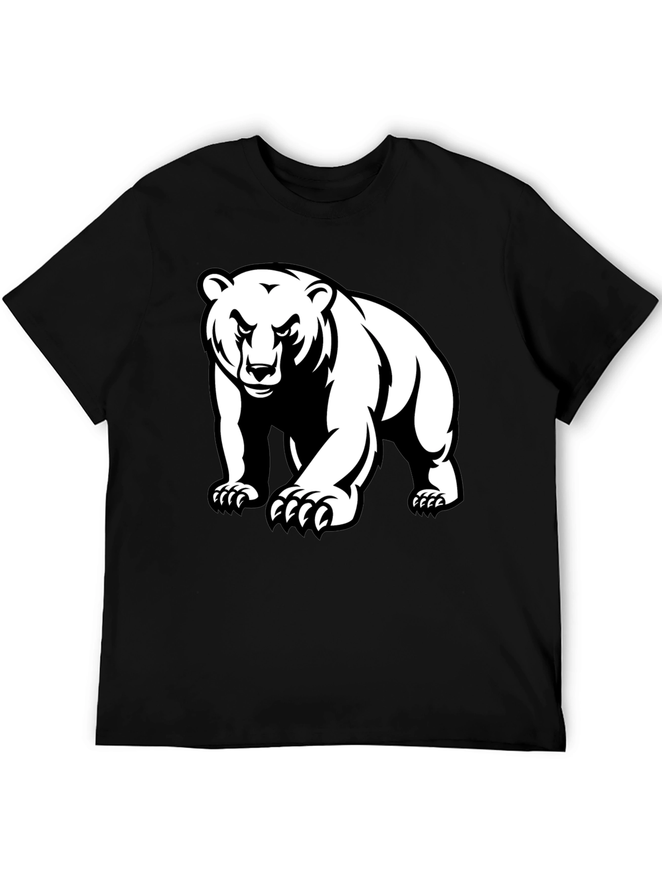 Bear Graphic Tee - Black Crew Neck T-Shirt