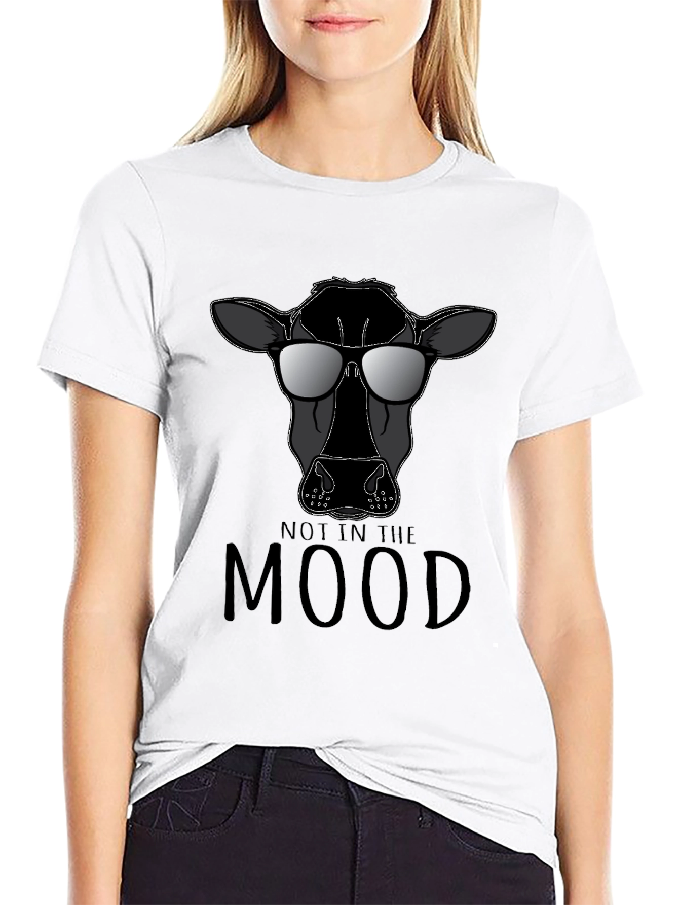 Not In The Mood Cow Graphic T-Shirt