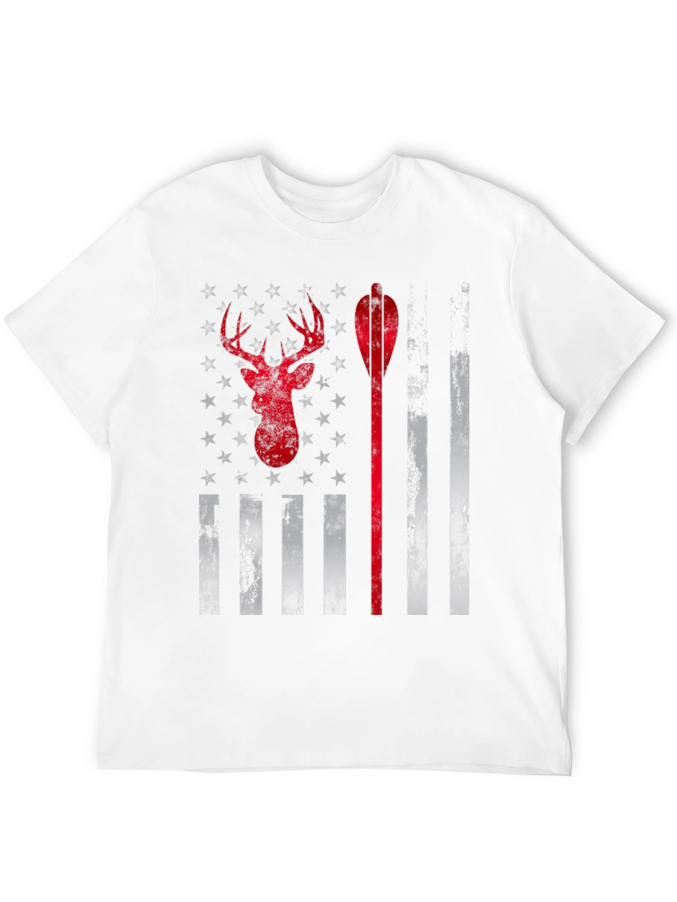 Hunting Deer Arrow American Flag Graphic T-Shirt