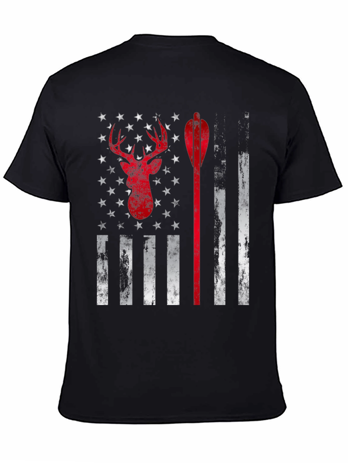Hunting Deer Arrow American Flag Graphic T-Shirt