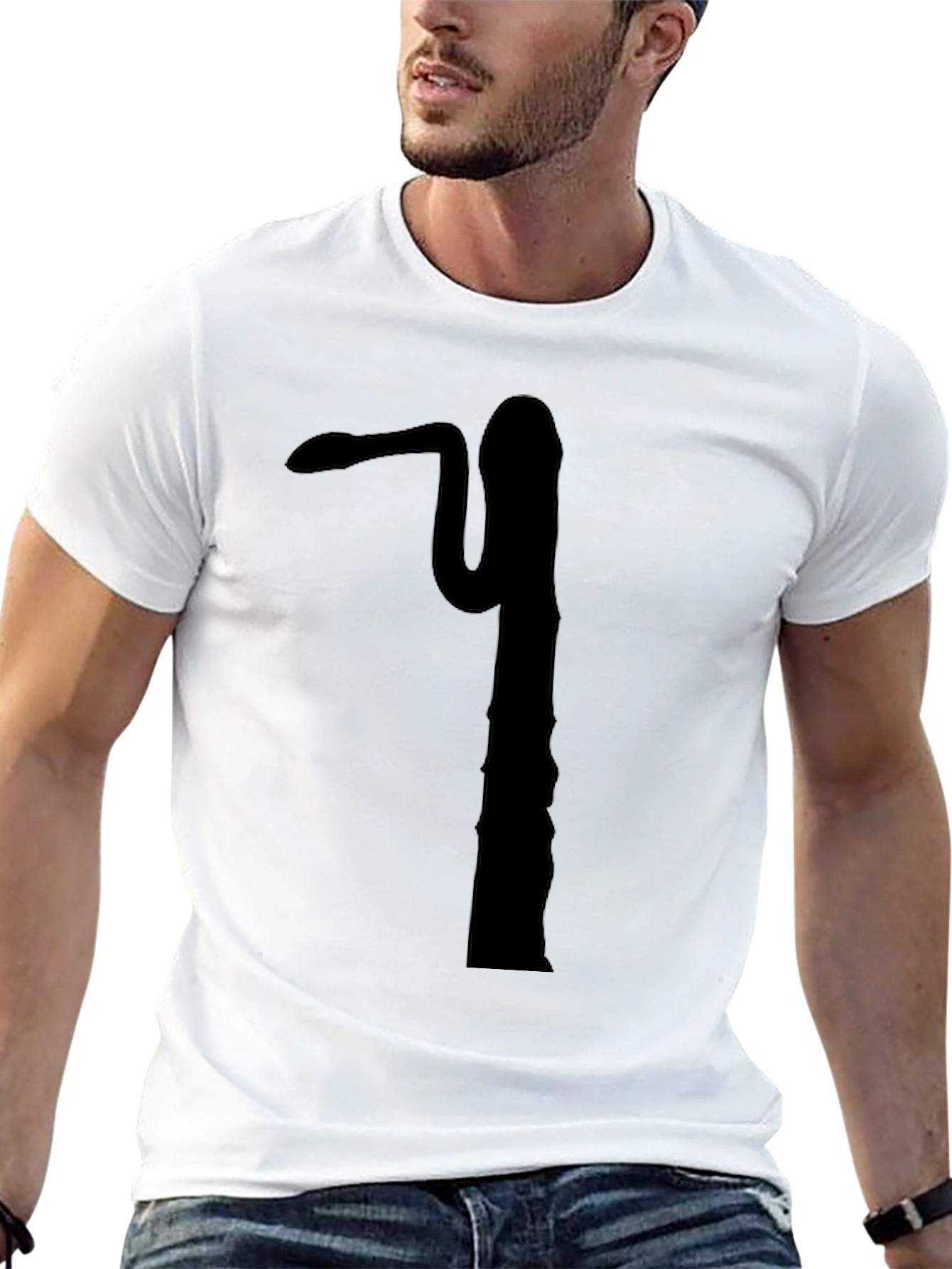 Mens Novelty Snake Graphic Print Black Tee