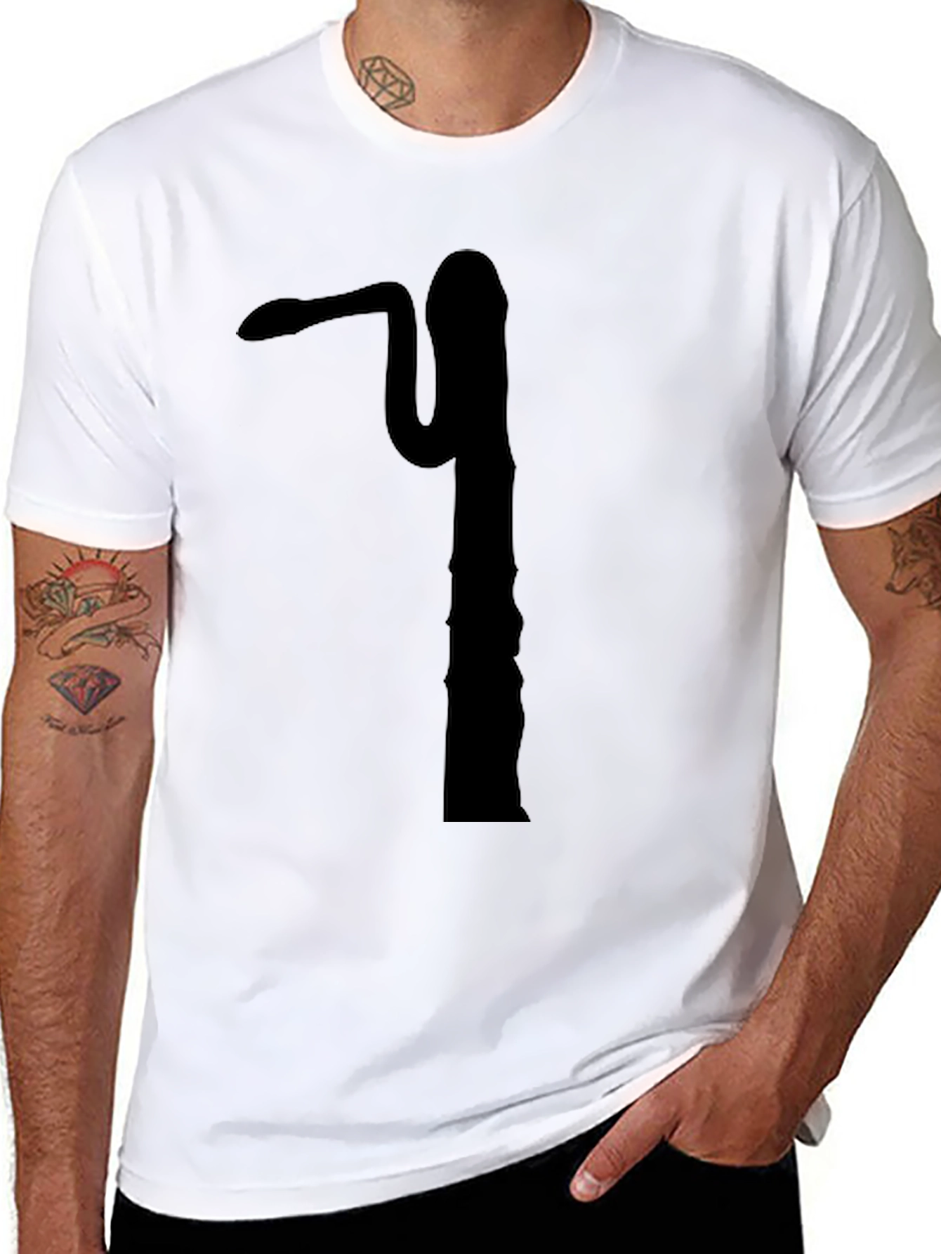 Mens Novelty Snake Graphic Print Black Tee