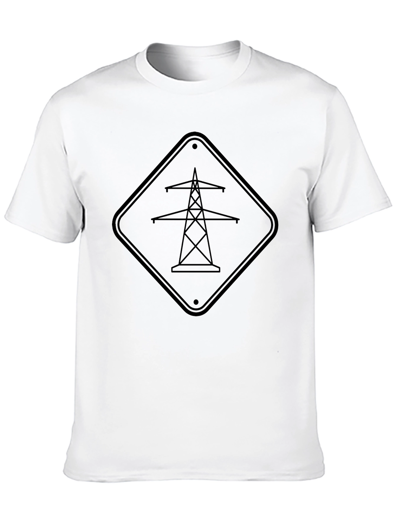 Power Line Sign Graphic Tee - Black Cotton T-Shirt