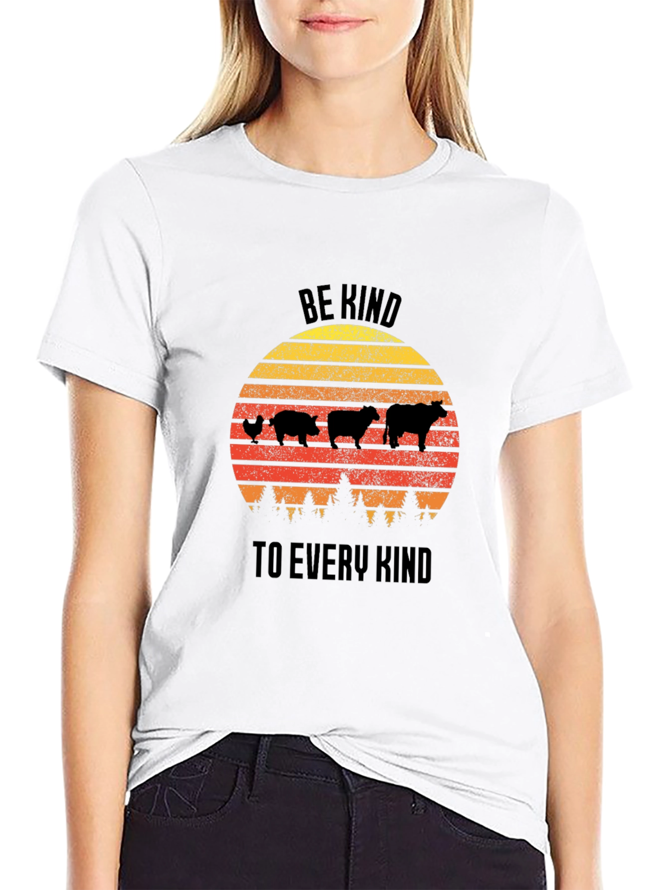 Be Kind Animal Silhouette Graphic Tee