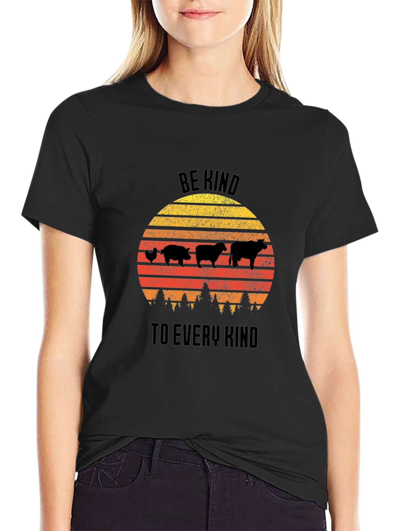 Be Kind Animal Silhouette Graphic Tee