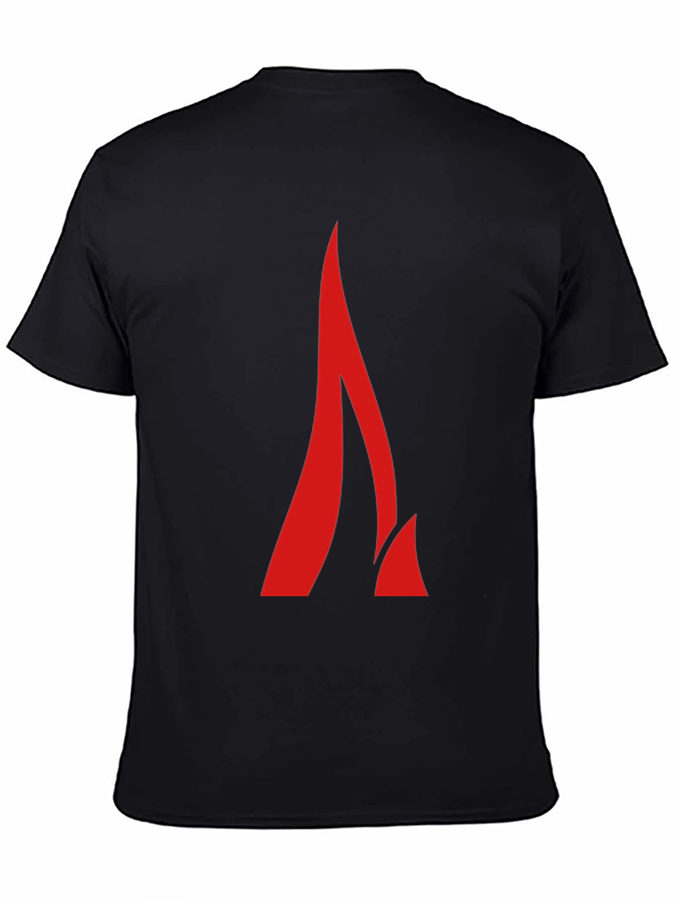 Modern Red Flame Graphic Black T-Shirt