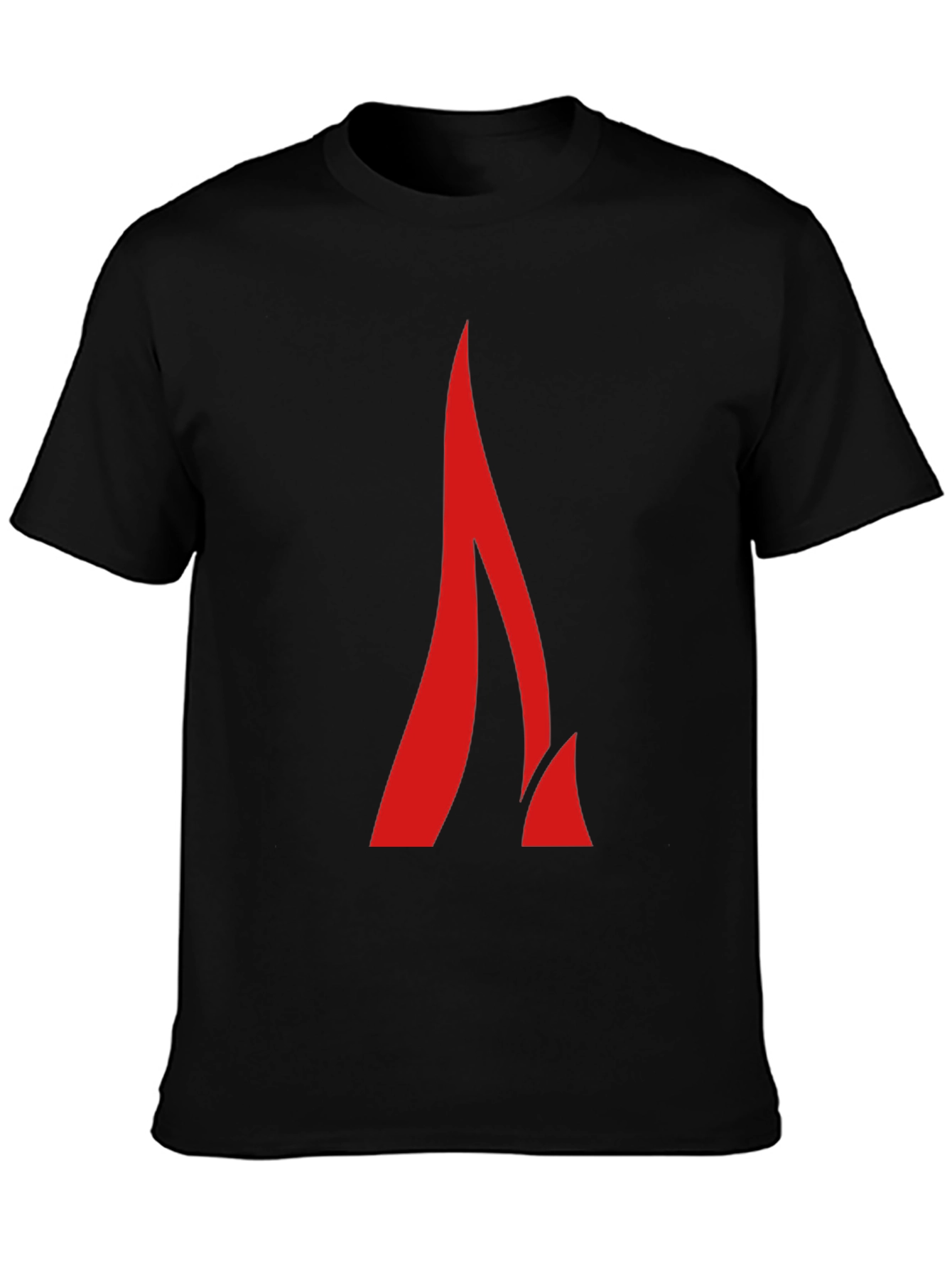 Modern Red Flame Graphic Black T-Shirt