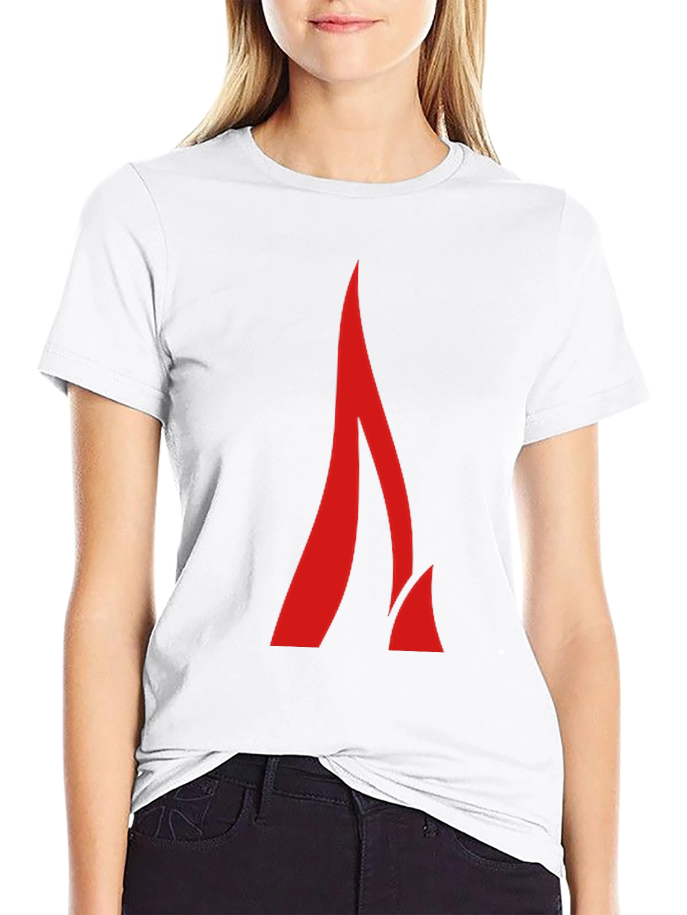 Modern Red Flame Graphic Black T-Shirt